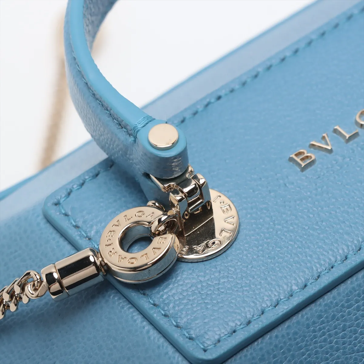 Serpenti Leather 2WAY Vanity Bag Blue with Mirror — view 11