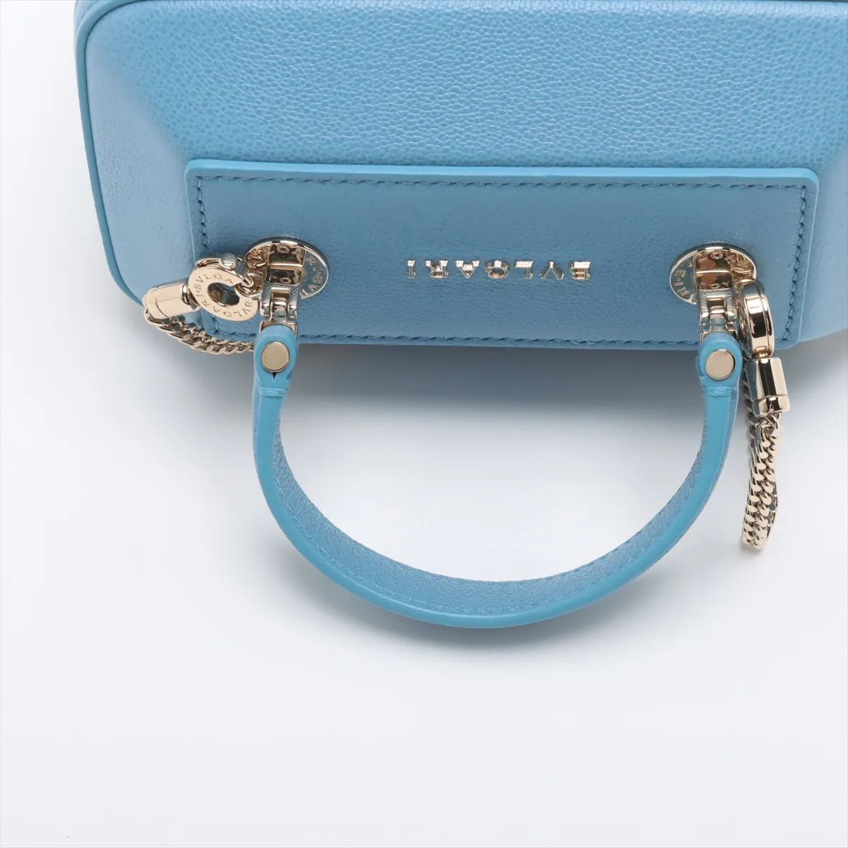 Serpenti Leather 2WAY Vanity Bag Blue with Mirror — view 5