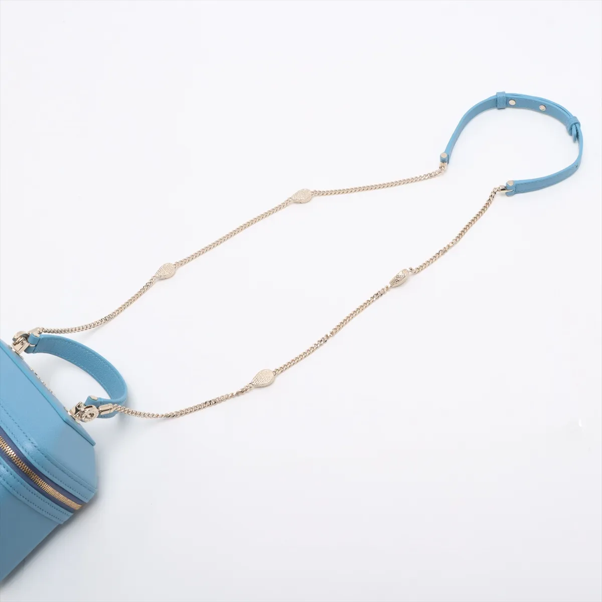 Serpenti Leather 2WAY Vanity Bag Blue with Mirror — view 7