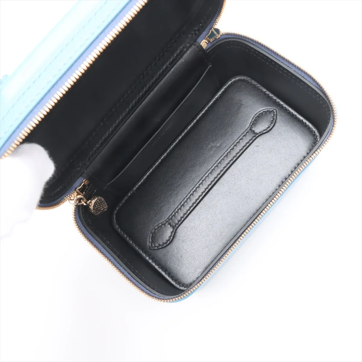 Serpenti Leather 2WAY Vanity Bag Blue with Mirror — view 8