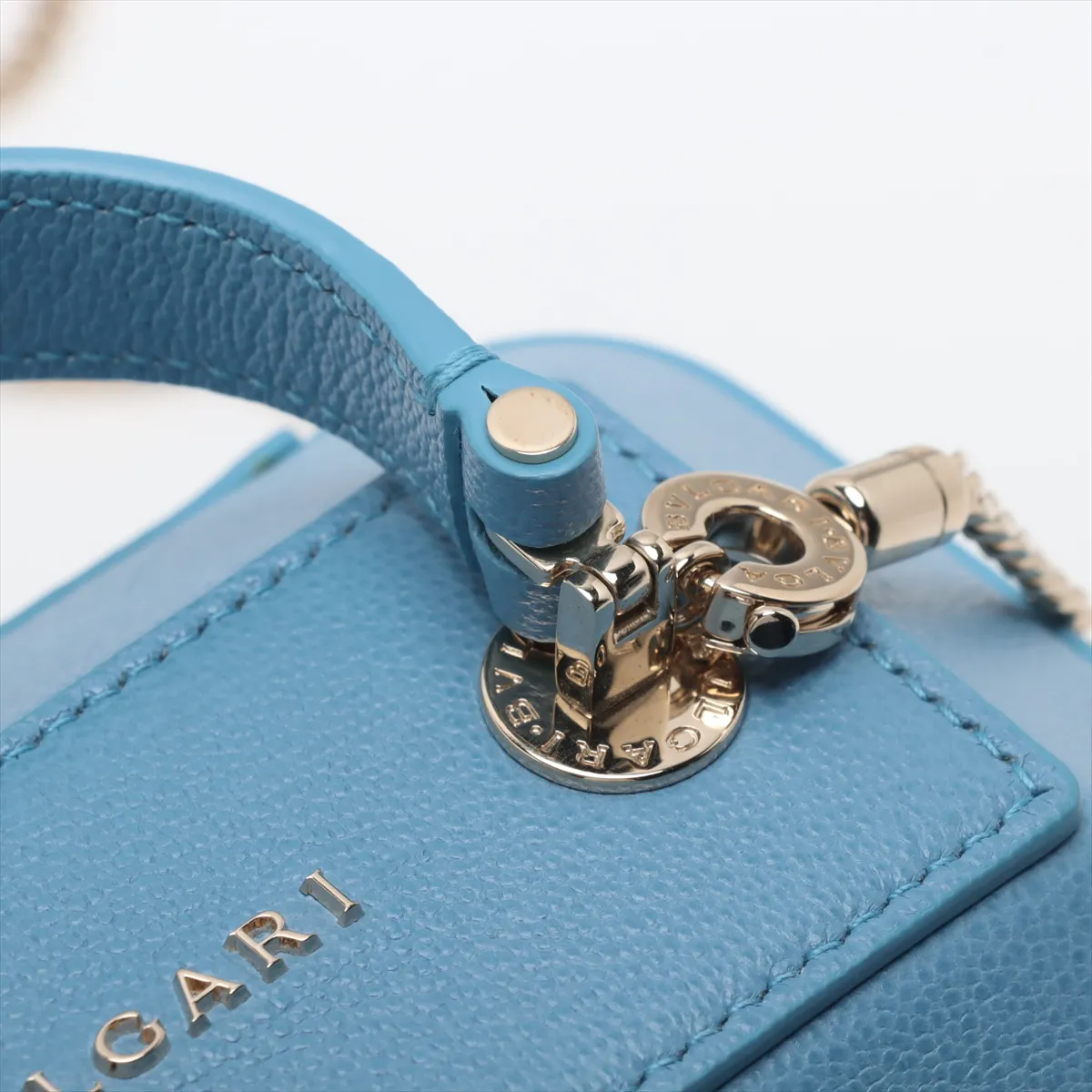 Serpenti Leather 2WAY Vanity Bag Blue with Mirror — view 10