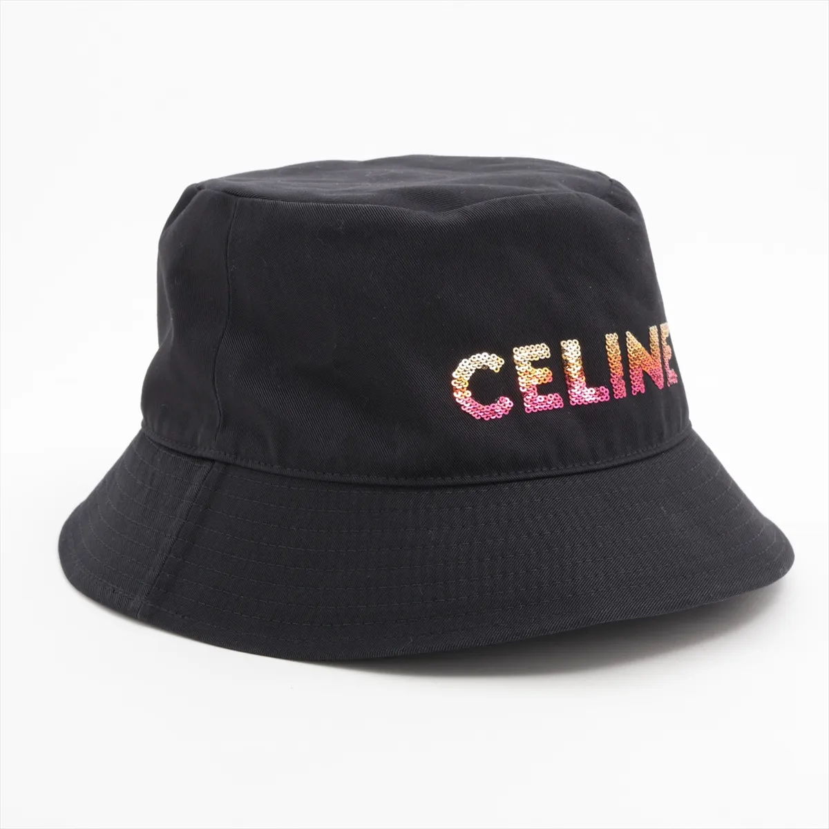 2AUO1968P Logo Bucket Hat, Size 59, Cotton, Black, Shows signs of wear, — view 2