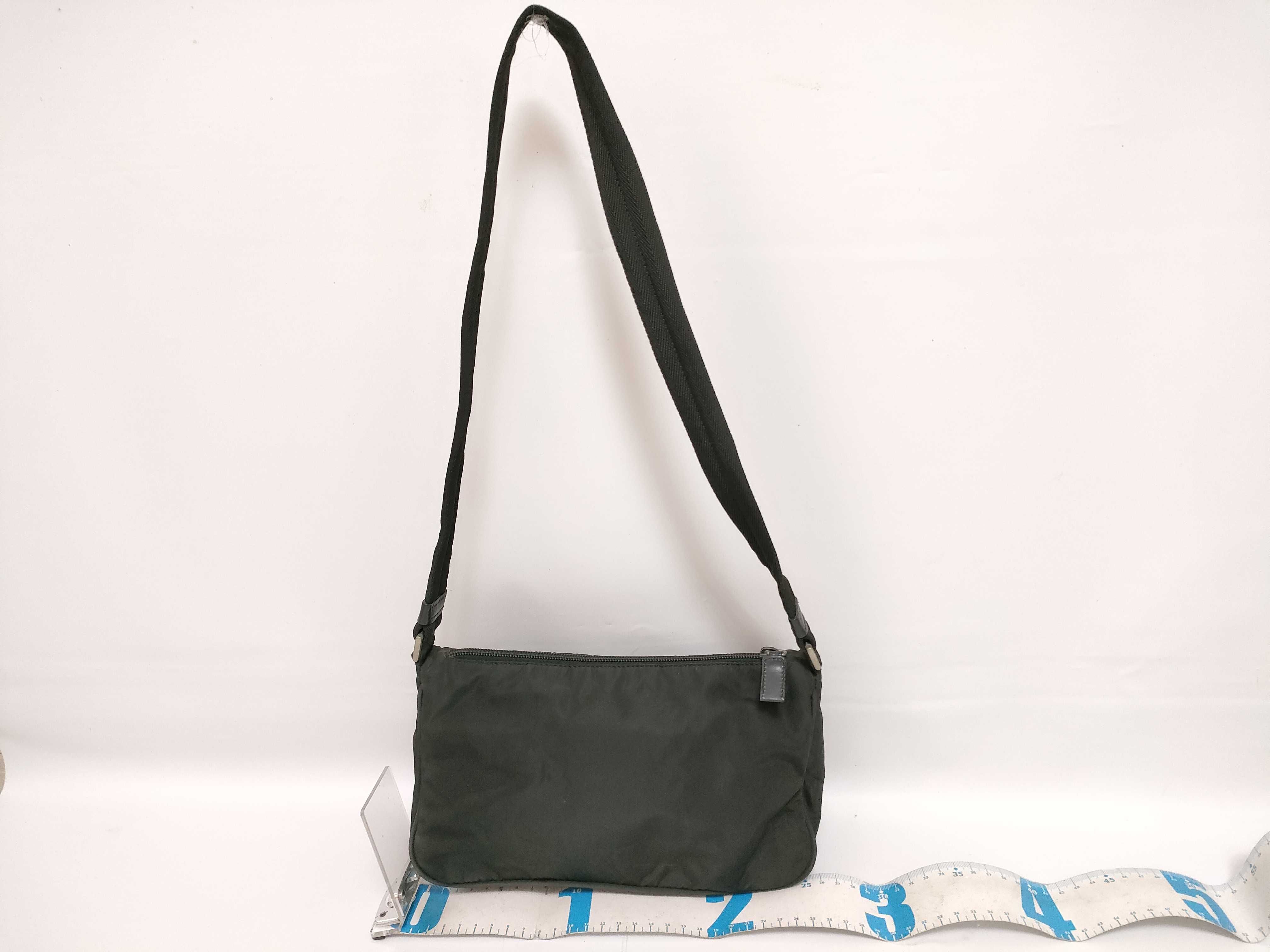 Nylon Shoulder Bag with Triangle Logo, White Tag, Size 31 — view 2