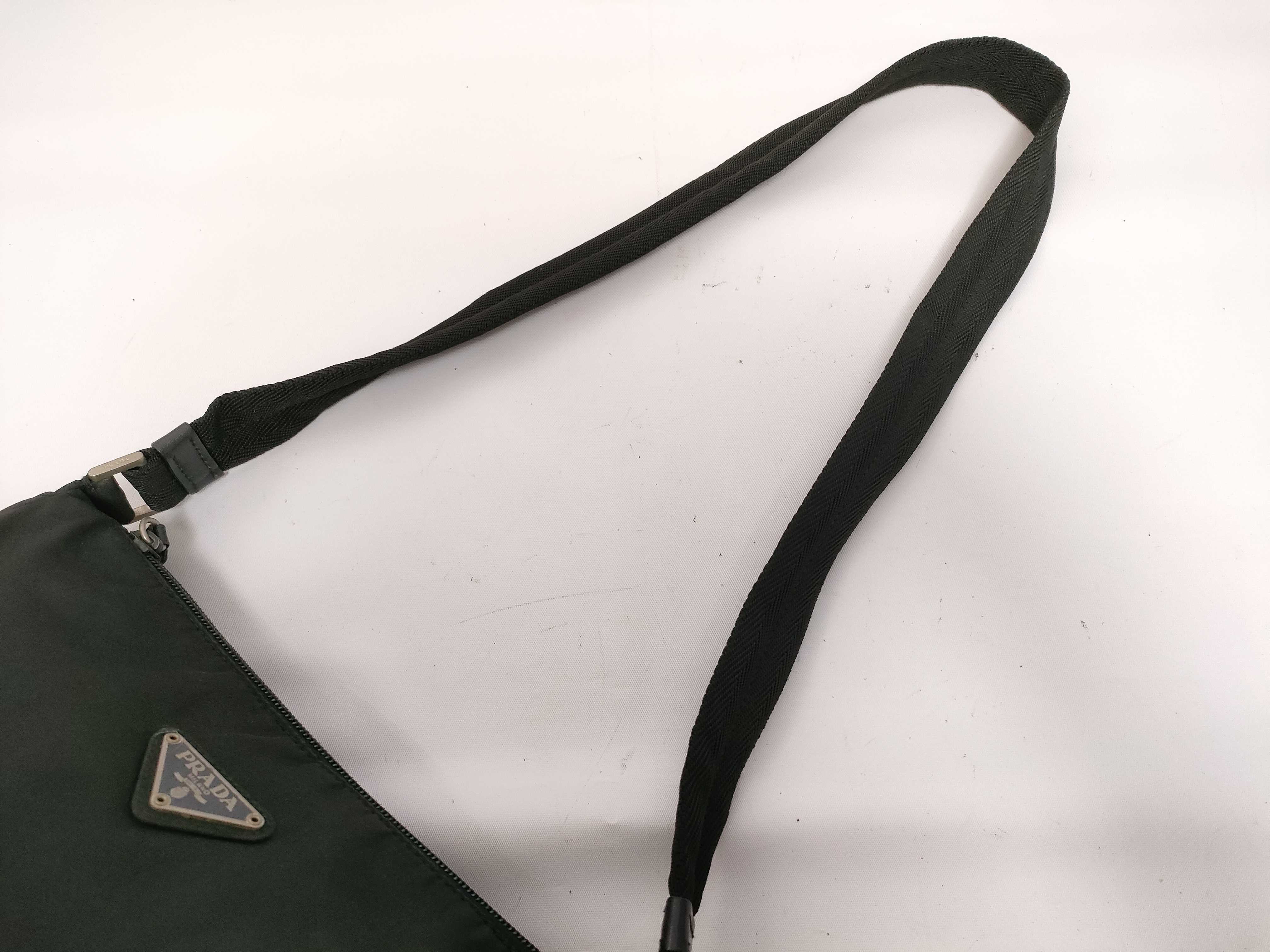 Nylon Shoulder Bag with Triangle Logo, White Tag, Size 31 — view 3