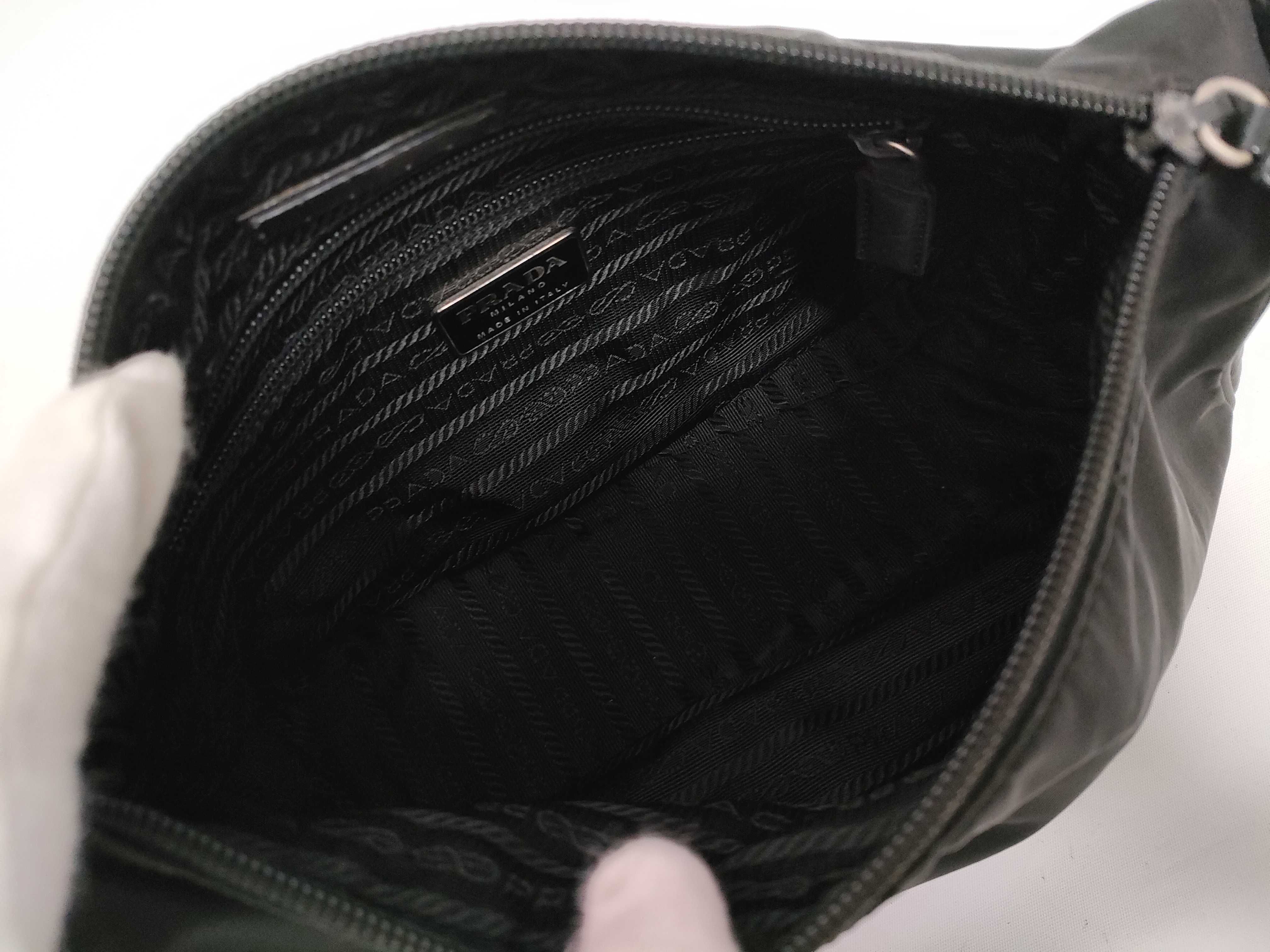 Nylon Shoulder Bag with Triangle Logo, White Tag, Size 31 — view 9