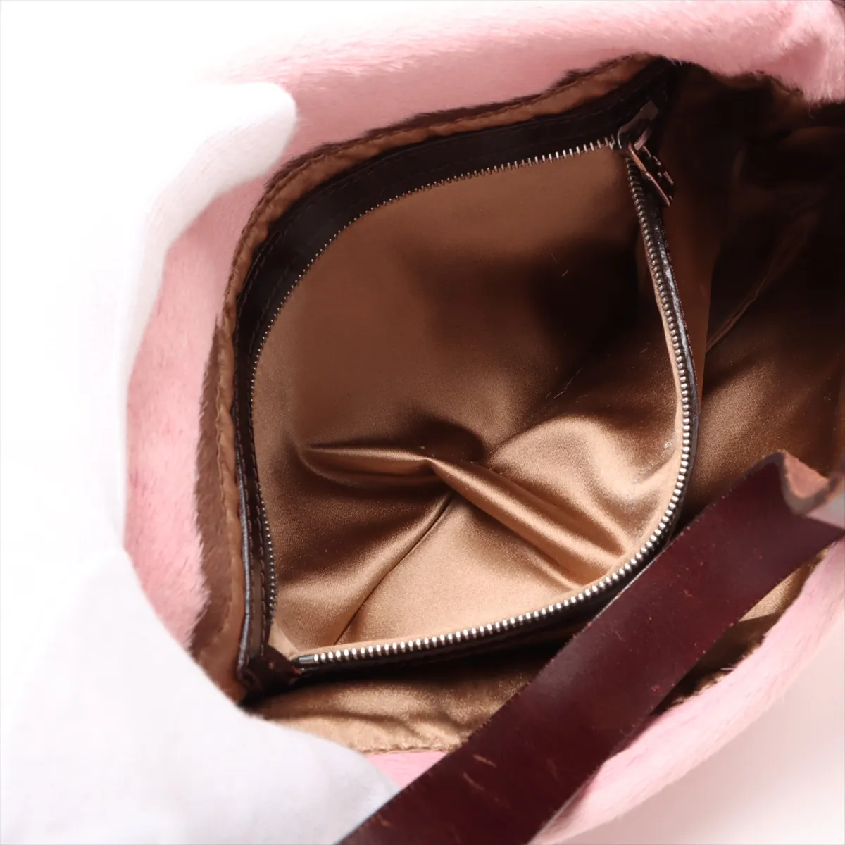 Mamma Bucket Harako x Leather Shoulder Bag Pink x Brown 26424 — view 8
