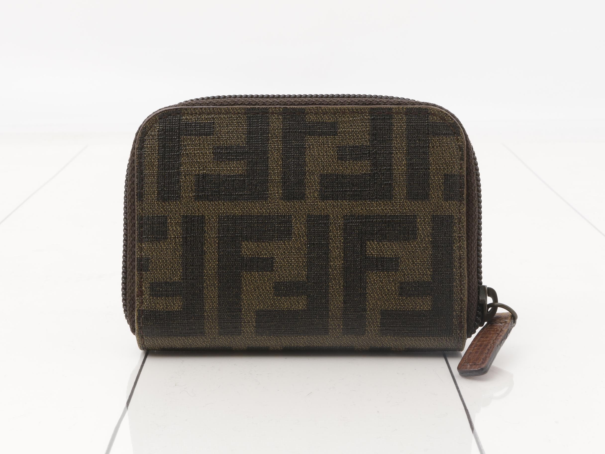 8M0006 Round Zipper Coin Case, Zucca, PVC, Brown — view 2