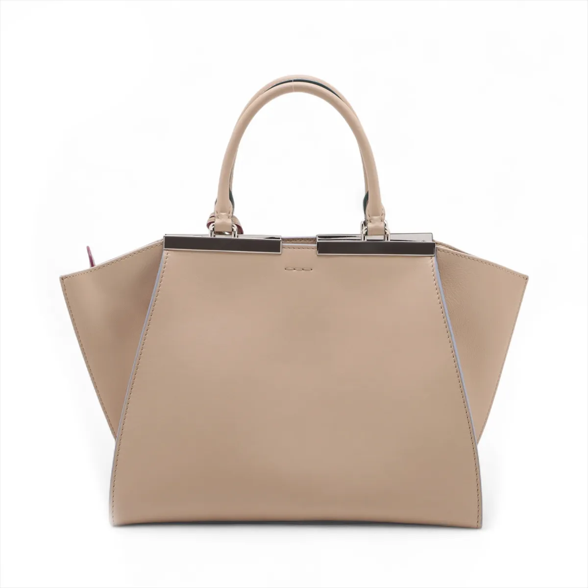 Trois Jours Leather 2-Way Handbag, Beige, 8BH279 — view 2
