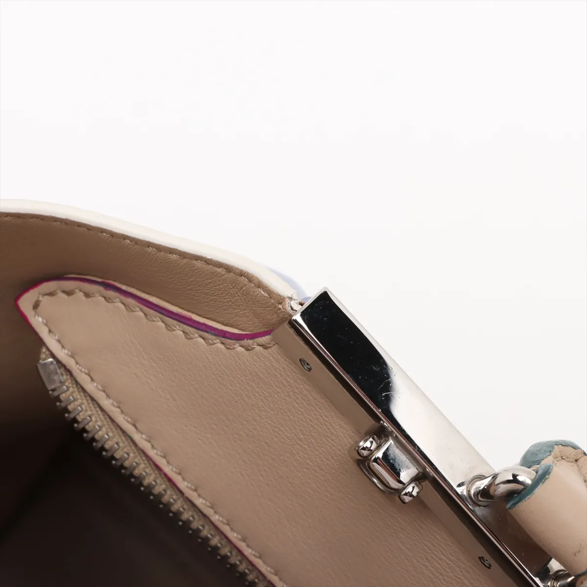 Trois Jours Leather 2-Way Handbag, Beige, 8BH279 — view 12