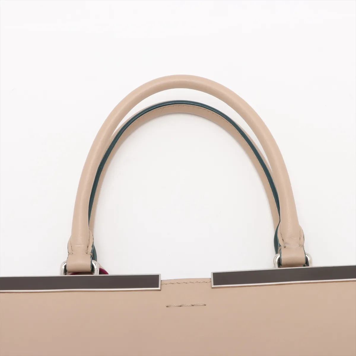 Trois Jours Leather 2-Way Handbag, Beige, 8BH279 — view 6