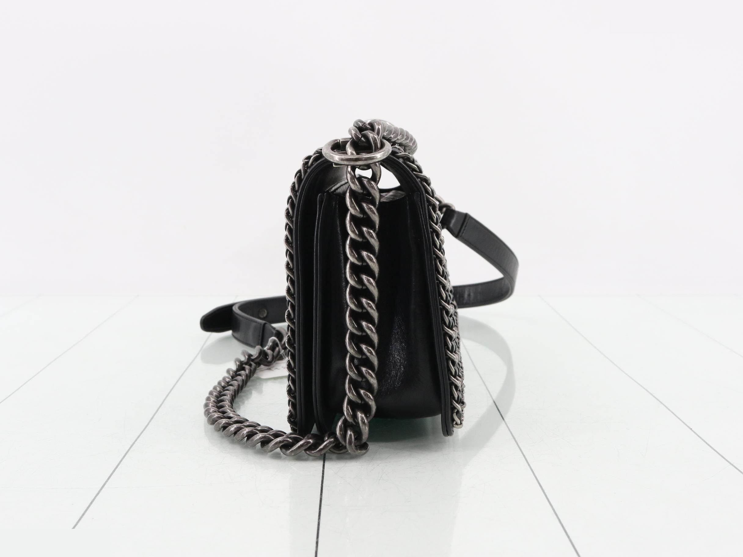 Boy Chanel Lambskin Round Chain Shoulder Bag — view 3