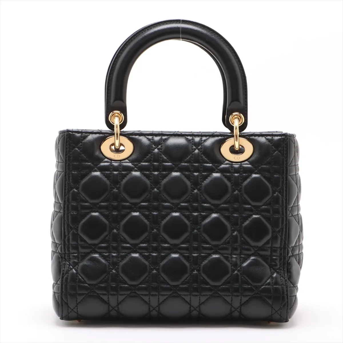Cannage Lady Dior Leather Handbag Black — view 2