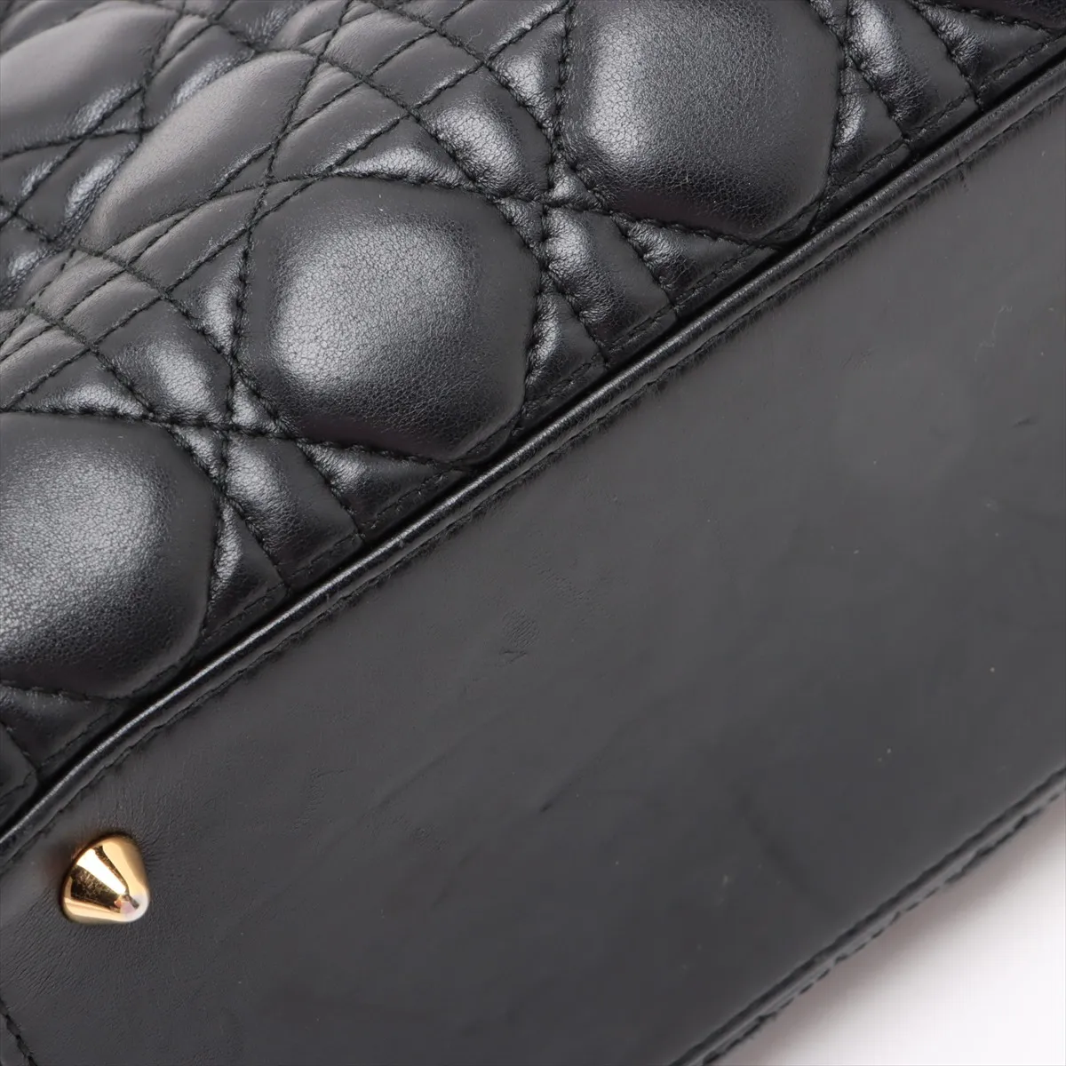 Cannage Lady Dior Leather Handbag Black — view 12