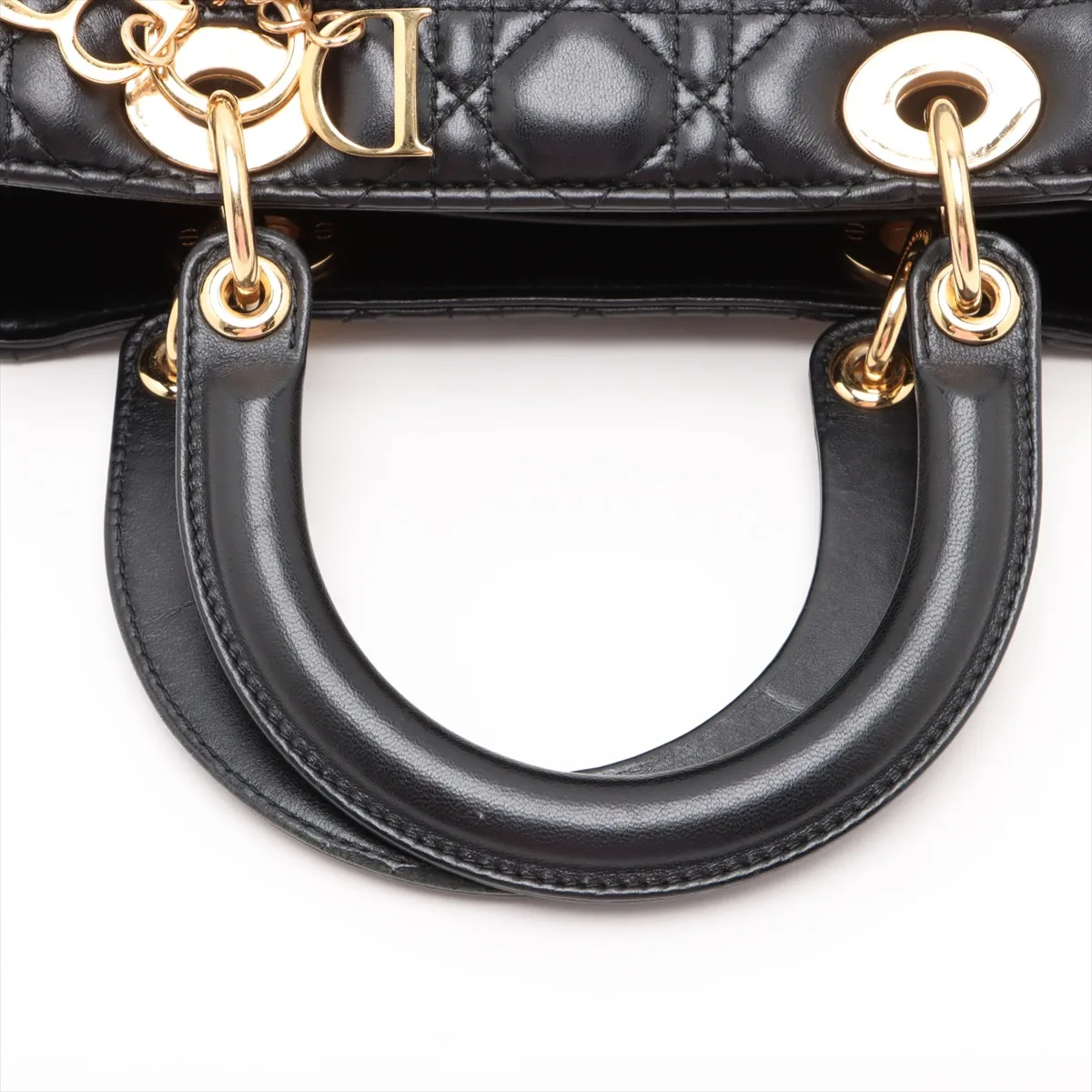 Cannage Lady Dior Leather Handbag Black — view 5
