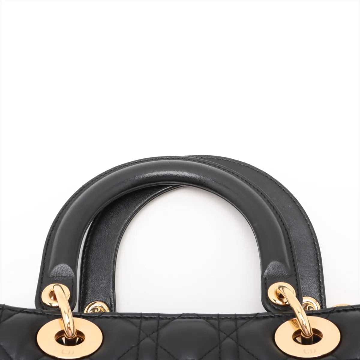 Cannage Lady Dior Leather Handbag Black — view 6