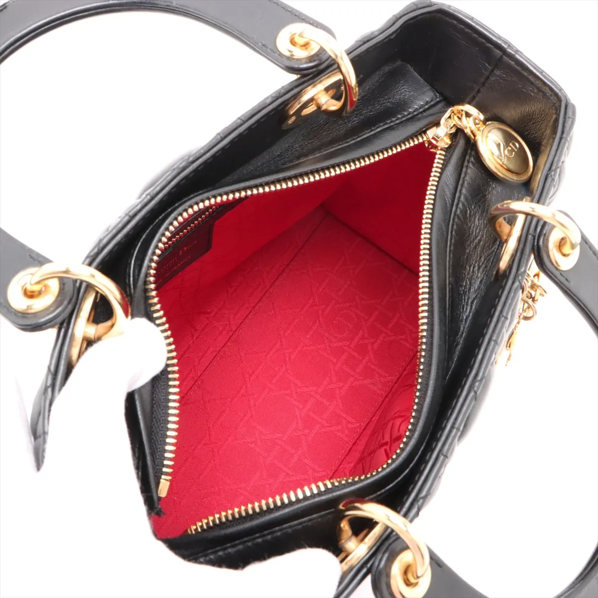 Cannage Lady Dior Leather Handbag Black — view 7