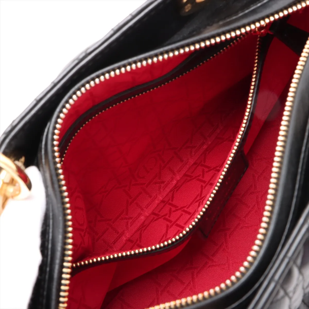 Cannage Lady Dior Leather Handbag Black — view 8