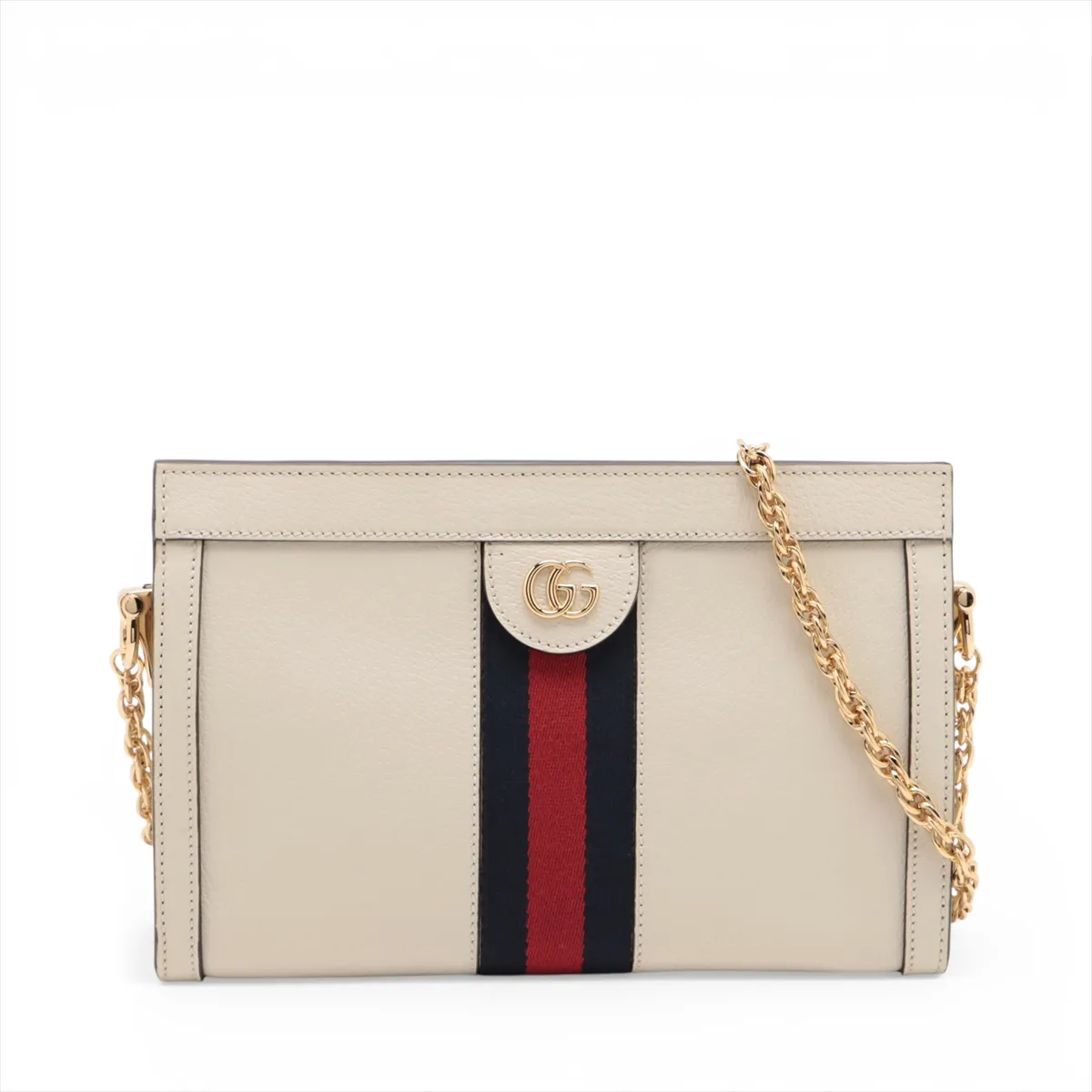 Ophidia Leather Chain Shoulder Bag, Ivory, 719883