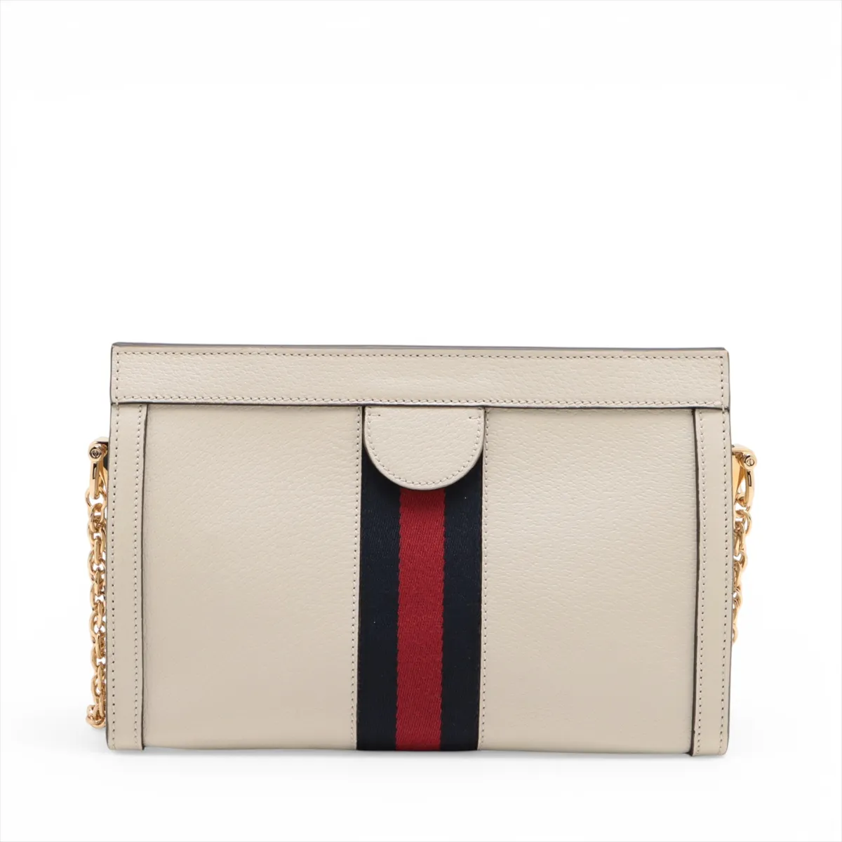 Ophidia Leather Chain Shoulder Bag, Ivory, 719883 — view 2