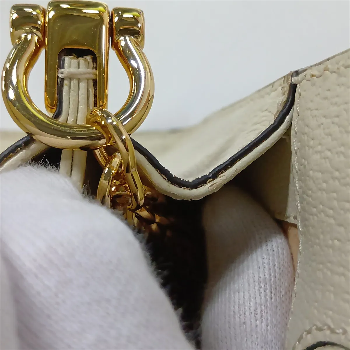 Ophidia Leather Chain Shoulder Bag, Ivory, 719883 — view 11