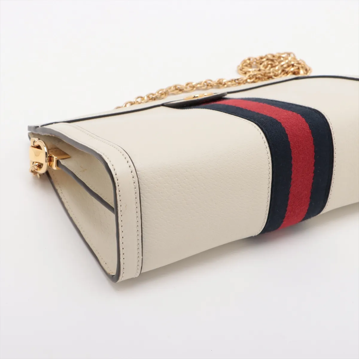 Ophidia Leather Chain Shoulder Bag, Ivory, 719883 — view 4