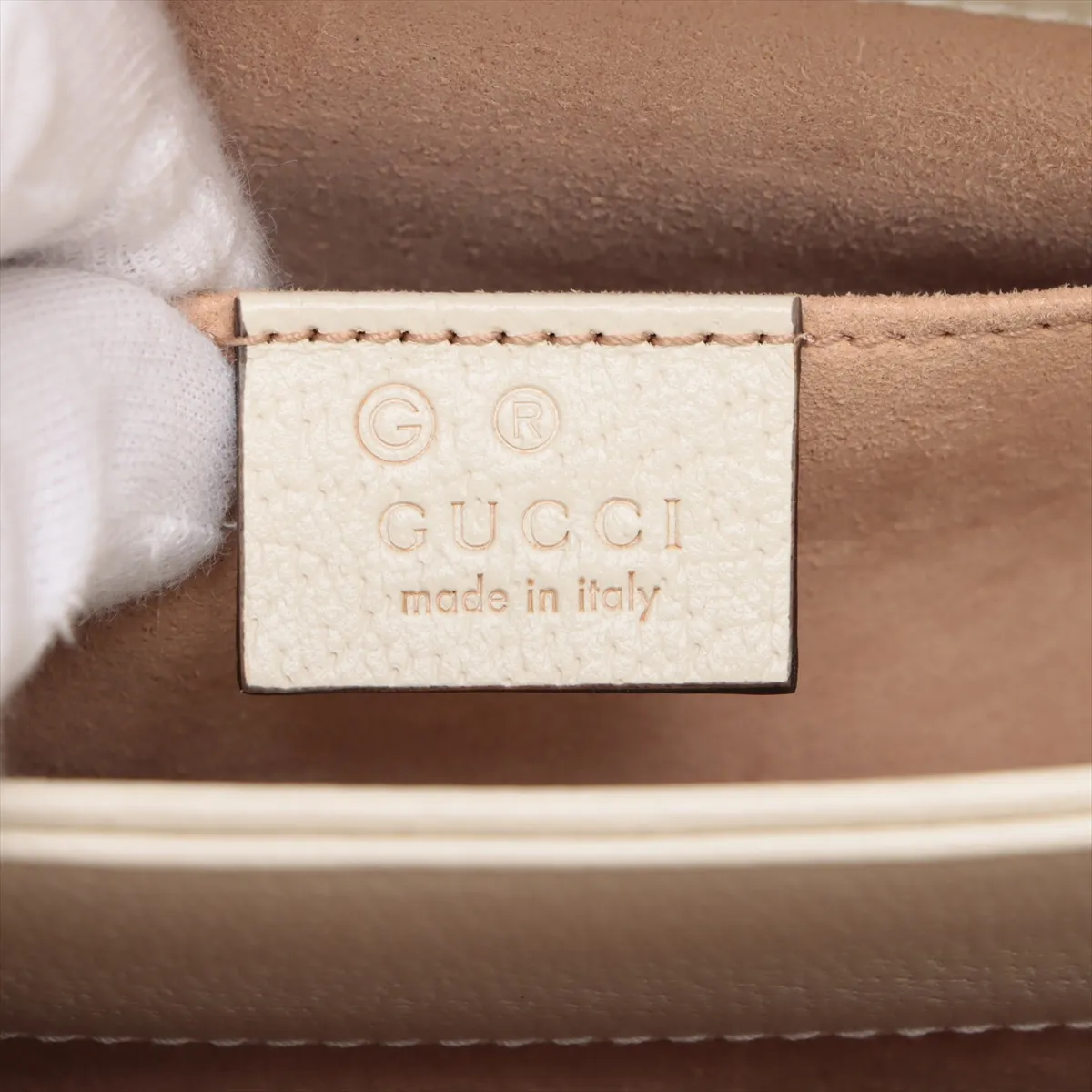 Ophidia Leather Chain Shoulder Bag, Ivory, 719883 — view 9