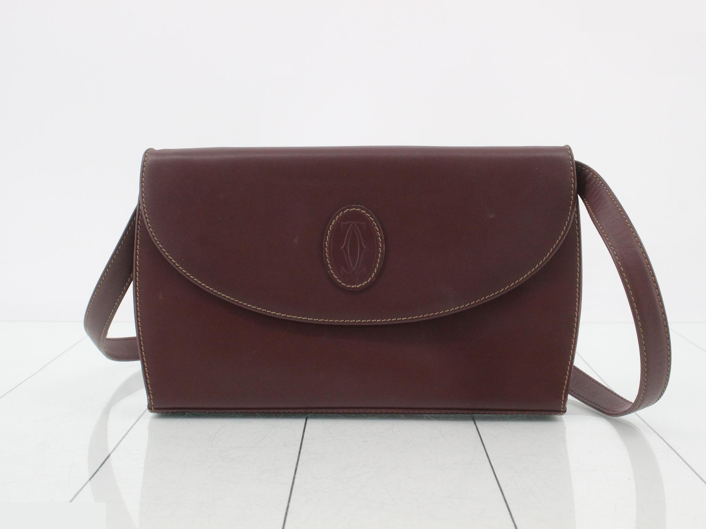 Shoulder bag, burgundy, leather