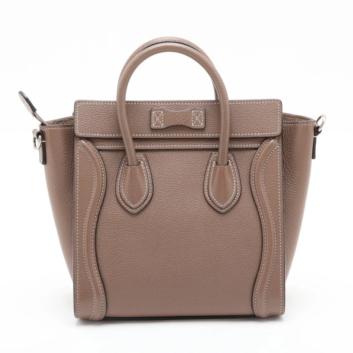 Luggage Nano Shopper Leather 2-Way Handbag, Brown — view 2
