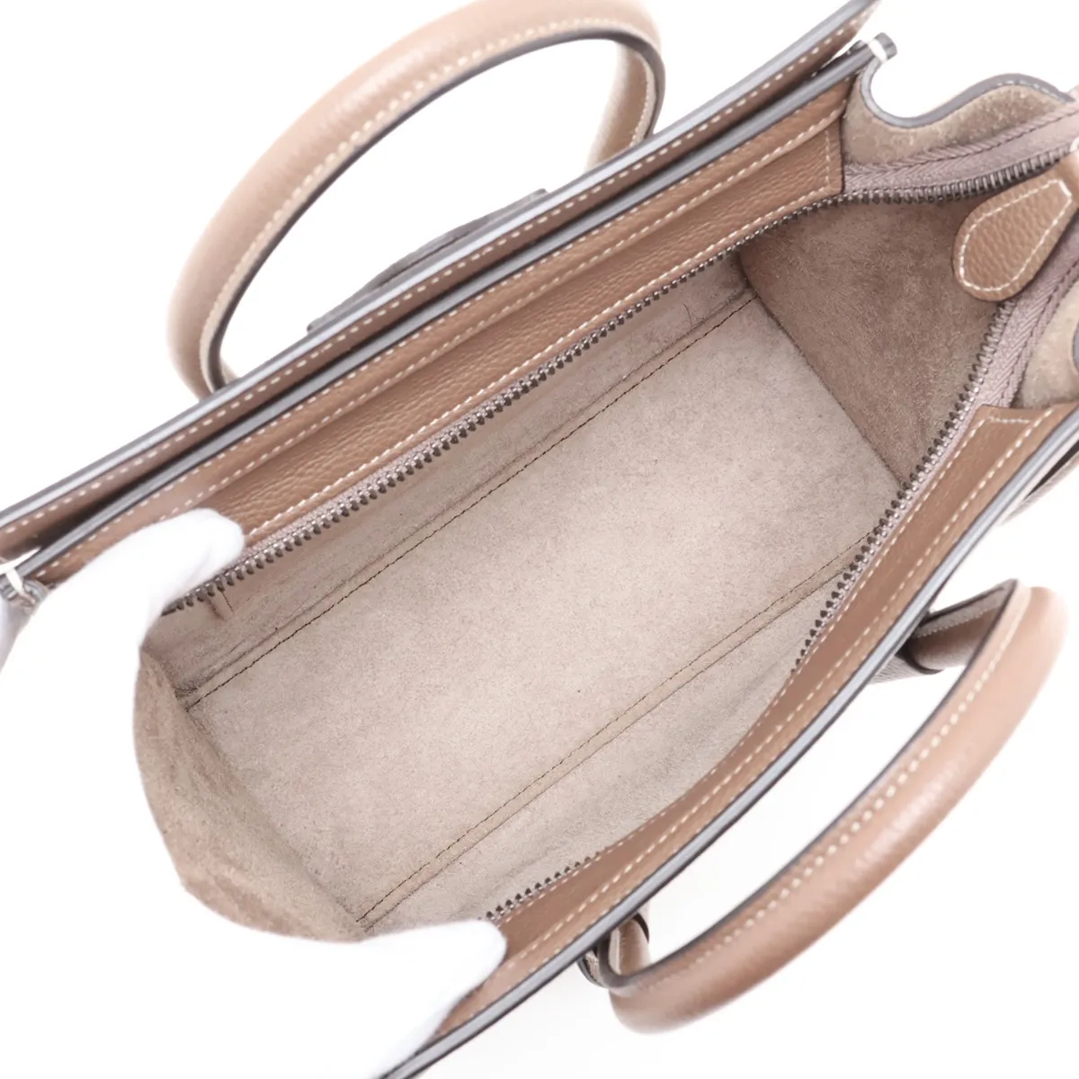 Luggage Nano Shopper Leather 2-Way Handbag, Brown — view 8
