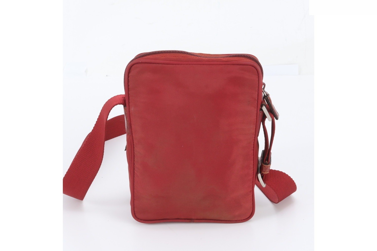 Tessuto Nylon Triangle Logo Leather Shoulder Bag — view 2