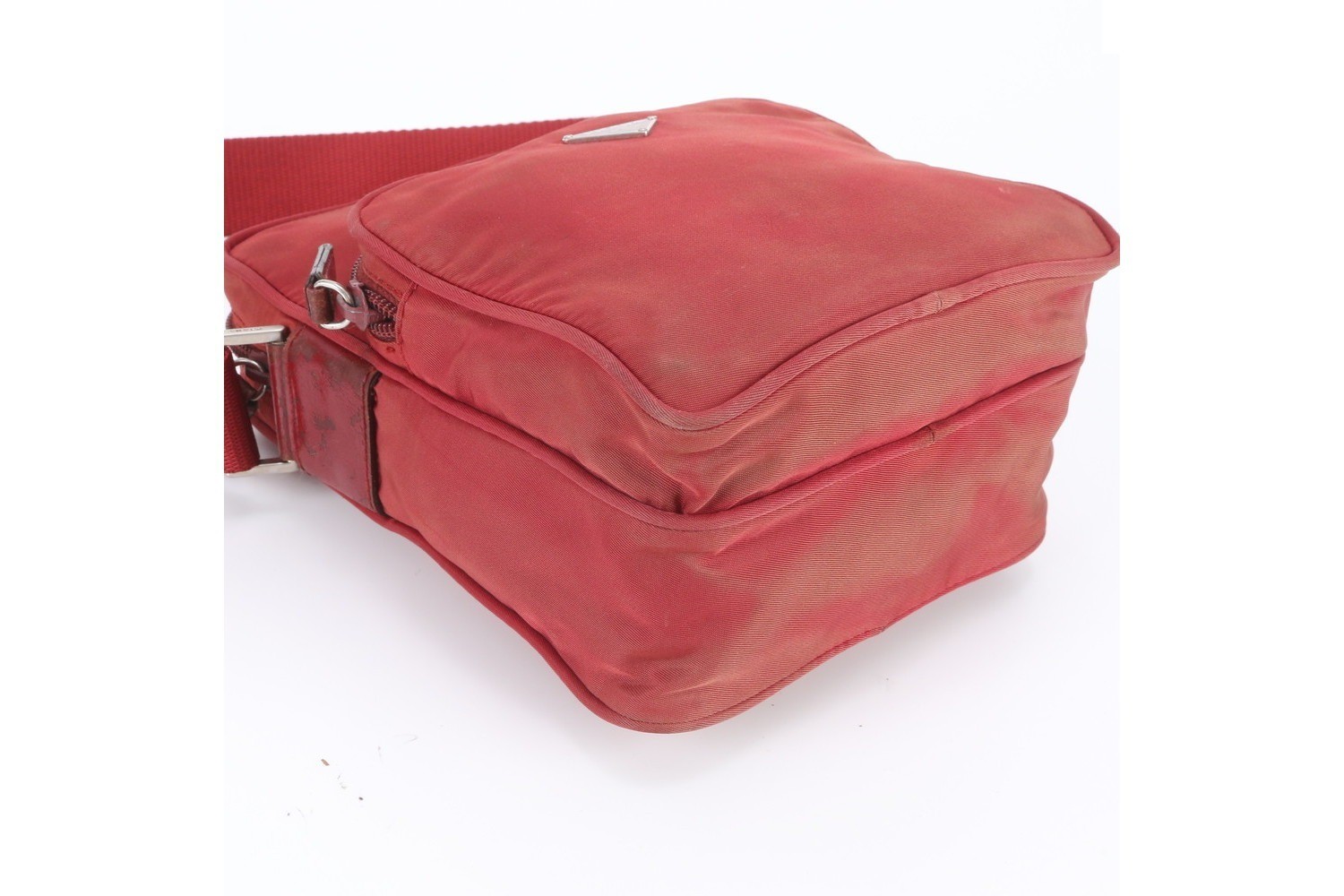 Tessuto Nylon Triangle Logo Leather Shoulder Bag — view 4