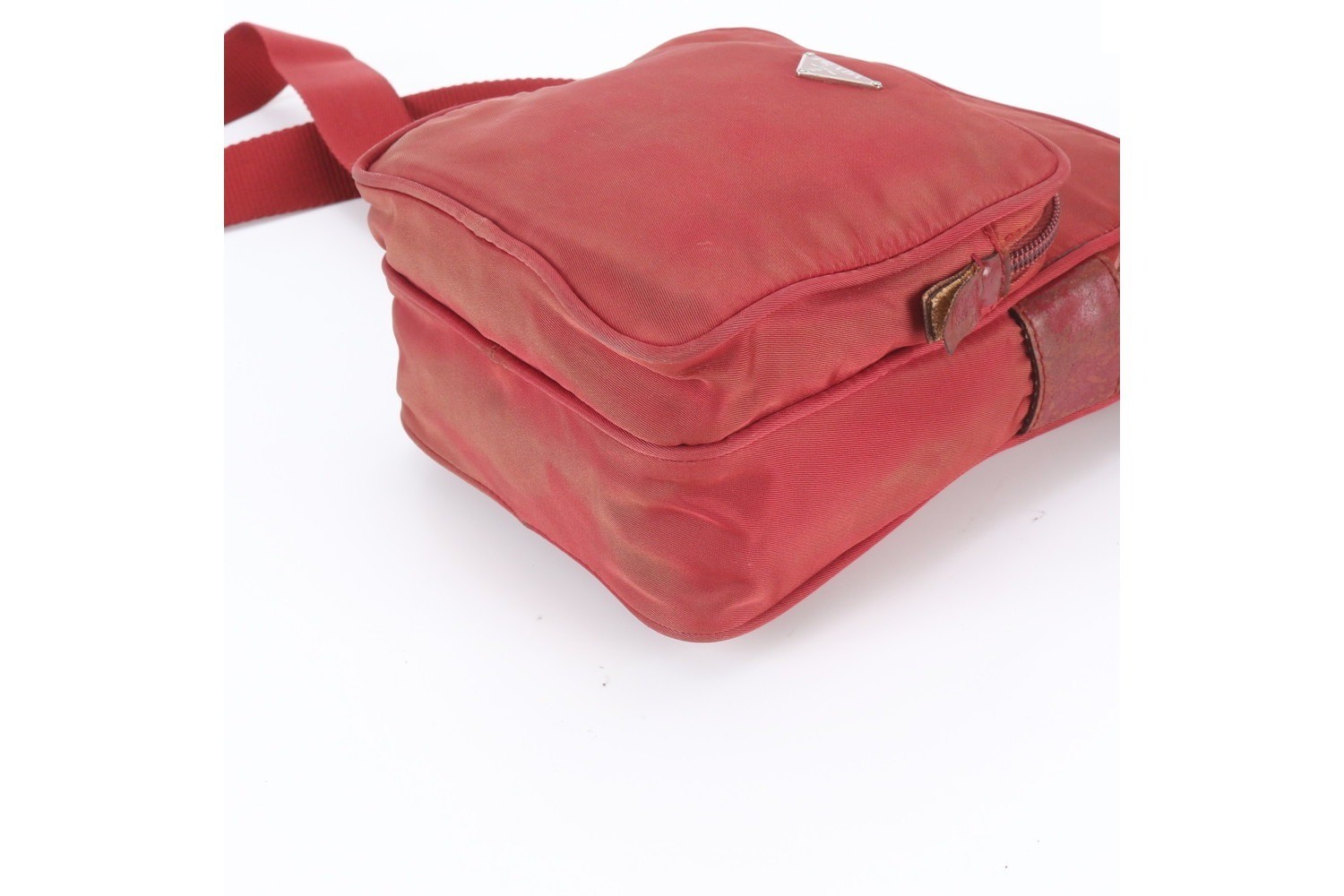 Tessuto Nylon Triangle Logo Leather Shoulder Bag — view 5