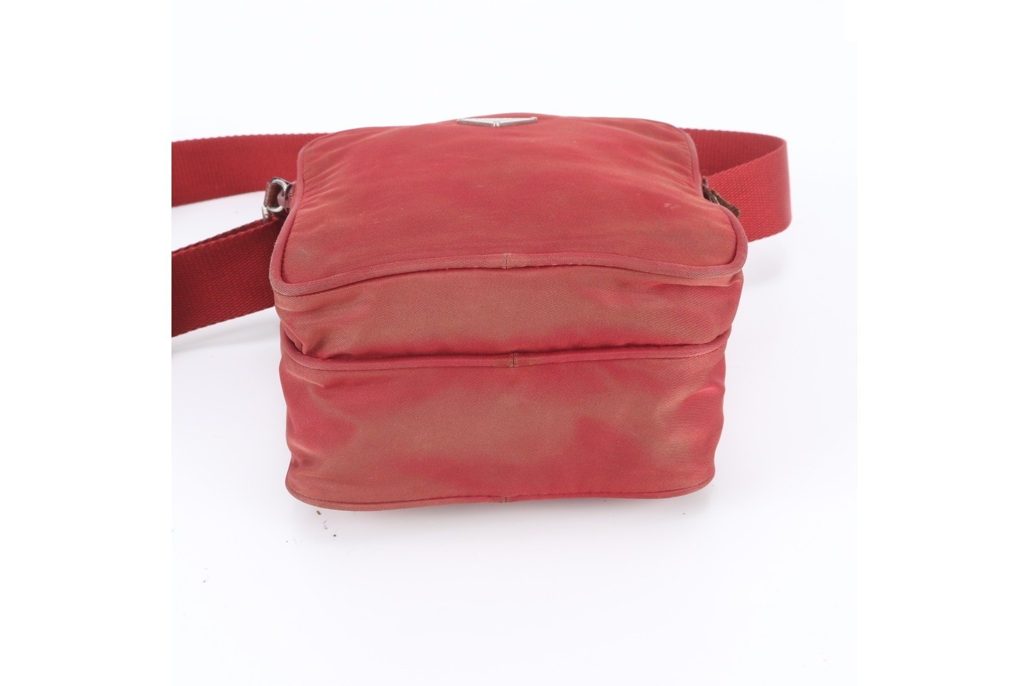 Tessuto Nylon Triangle Logo Leather Shoulder Bag — view 6