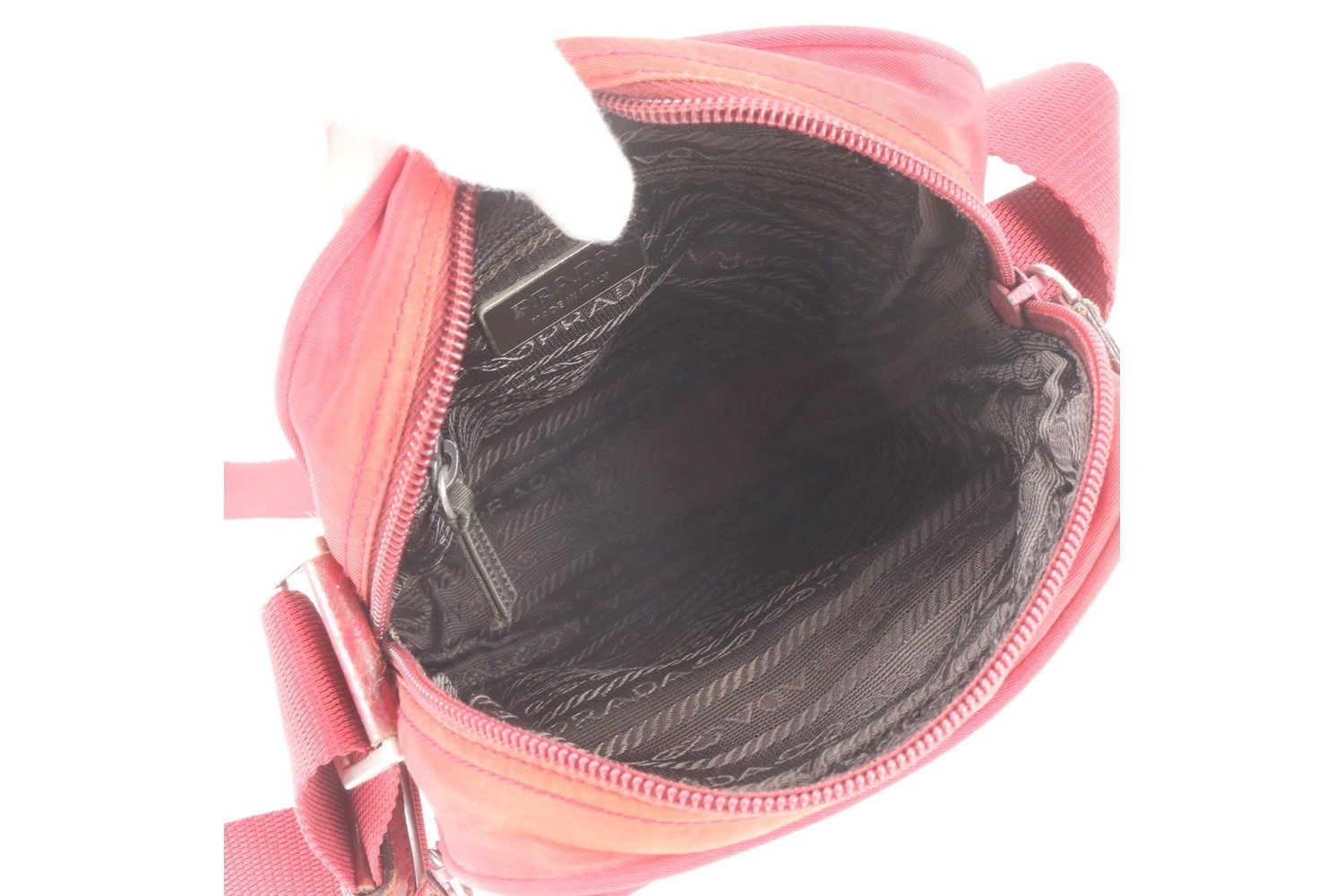 Tessuto Nylon Triangle Logo Leather Shoulder Bag — view 7