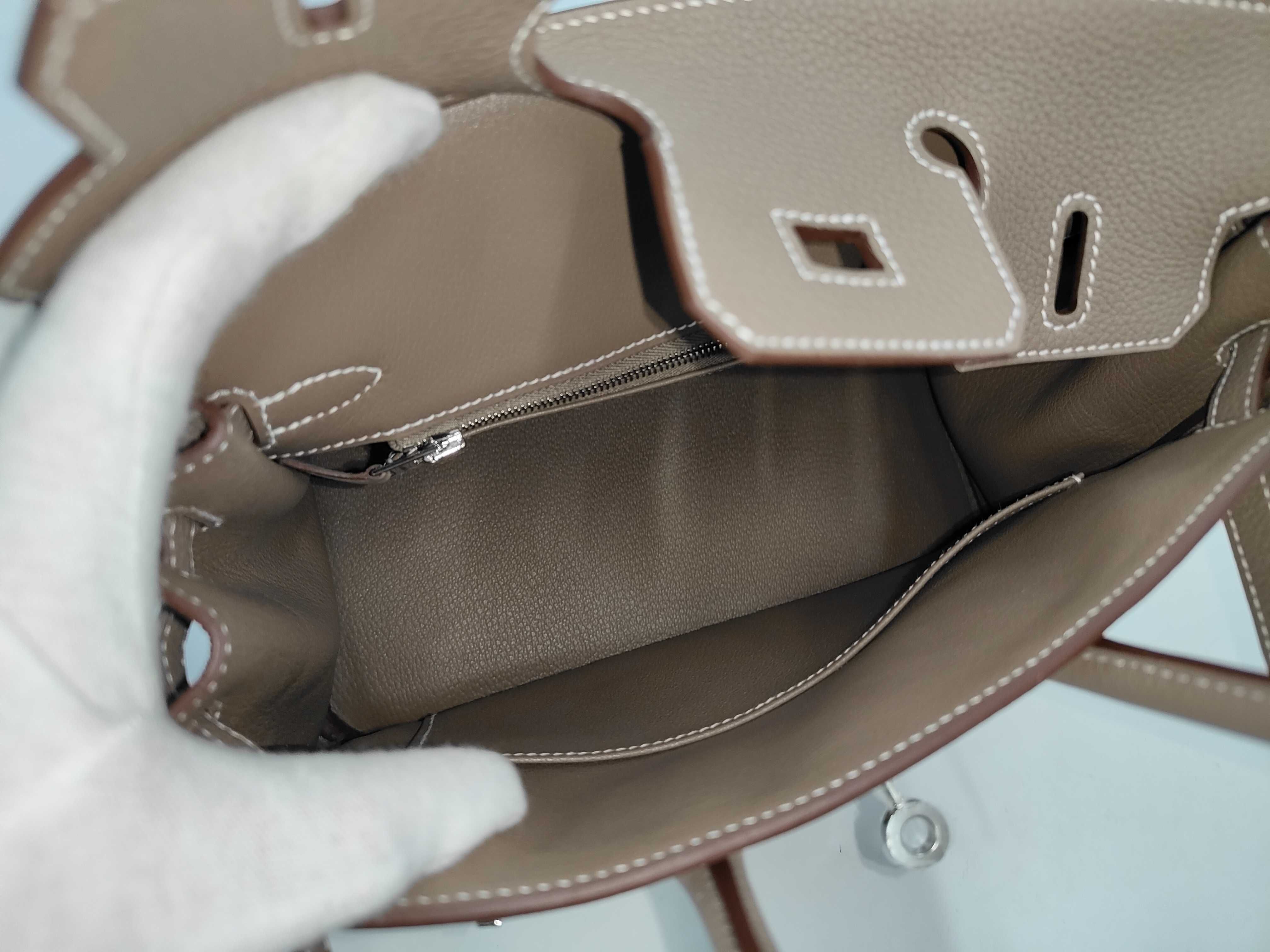 Birkin 25 Etoupe Togo Silver Hardware G Stamp Handbag — view 8