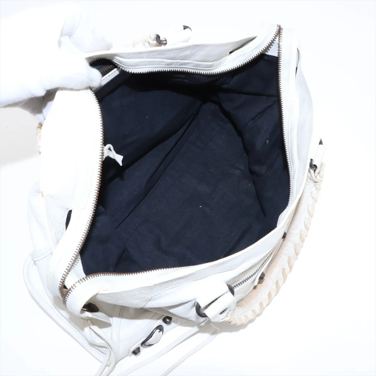 The City Leather 2WAY Handbag White 115748 with Mirror — view 8