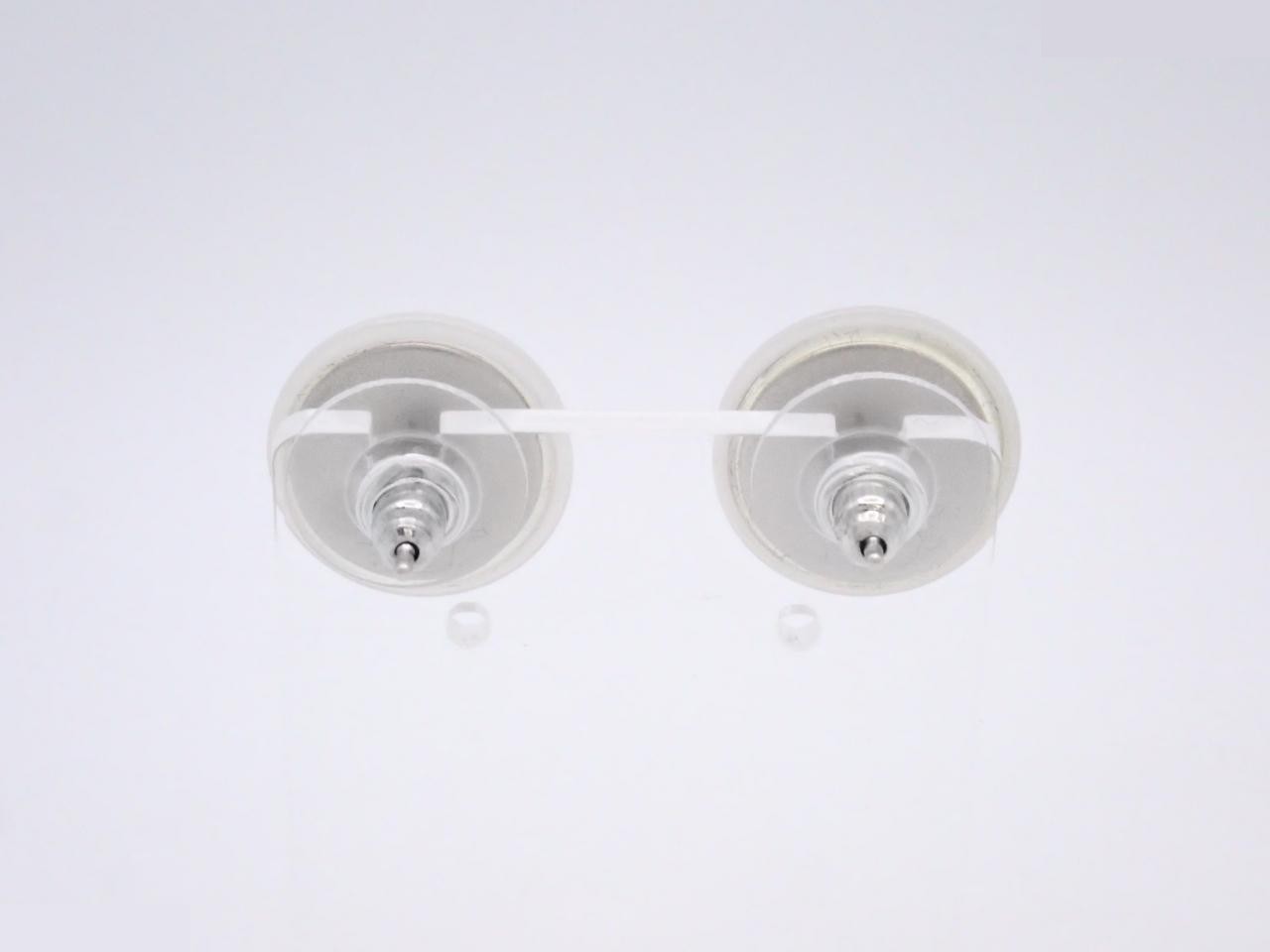 Coco Mark Earrings, Metal, Resin, Silver Hardware, Plastic Button — view 2