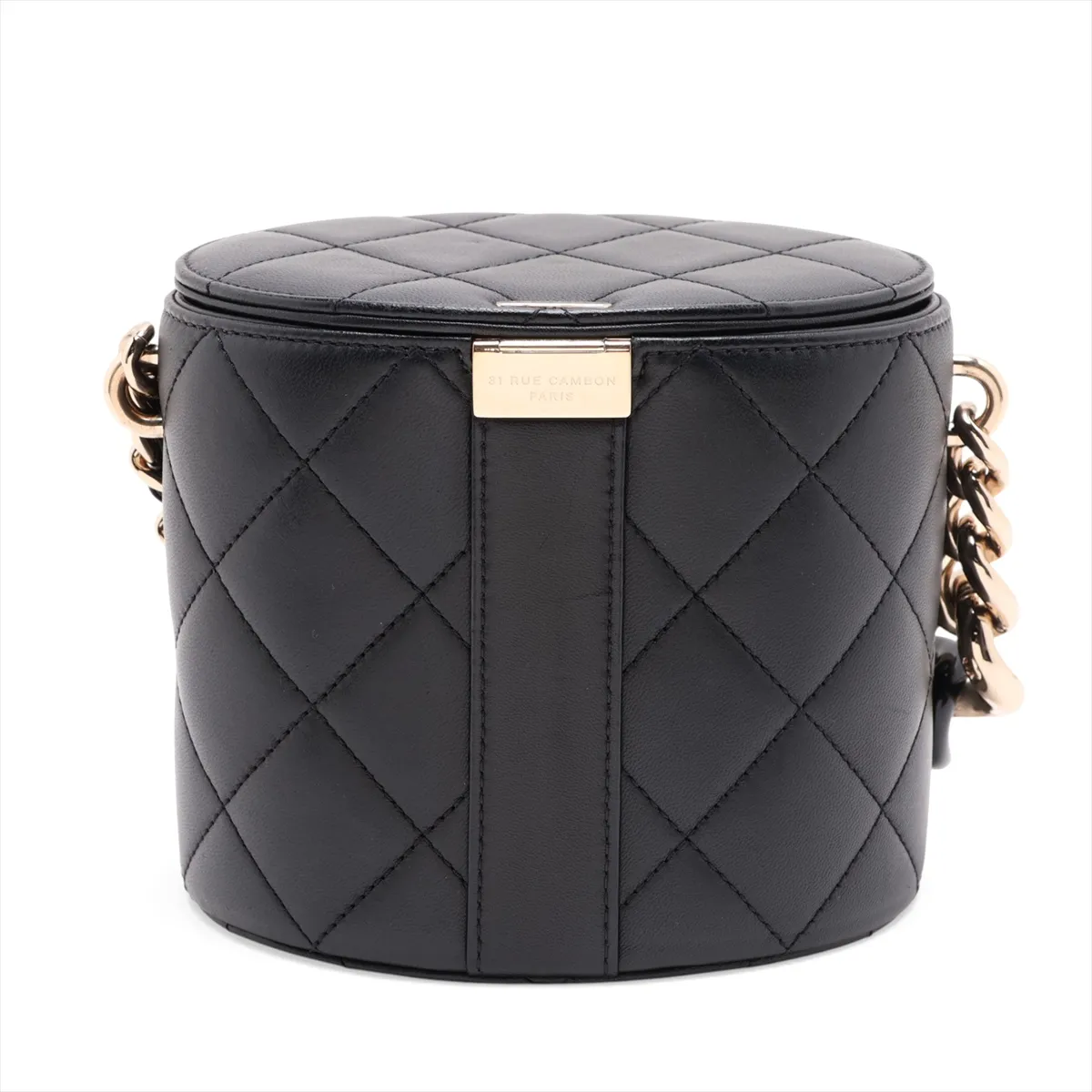 Matelassé Lambskin Chain Shoulder Bag, Black with Gold Hardware, 29260908, Serial Number 29 — view 2