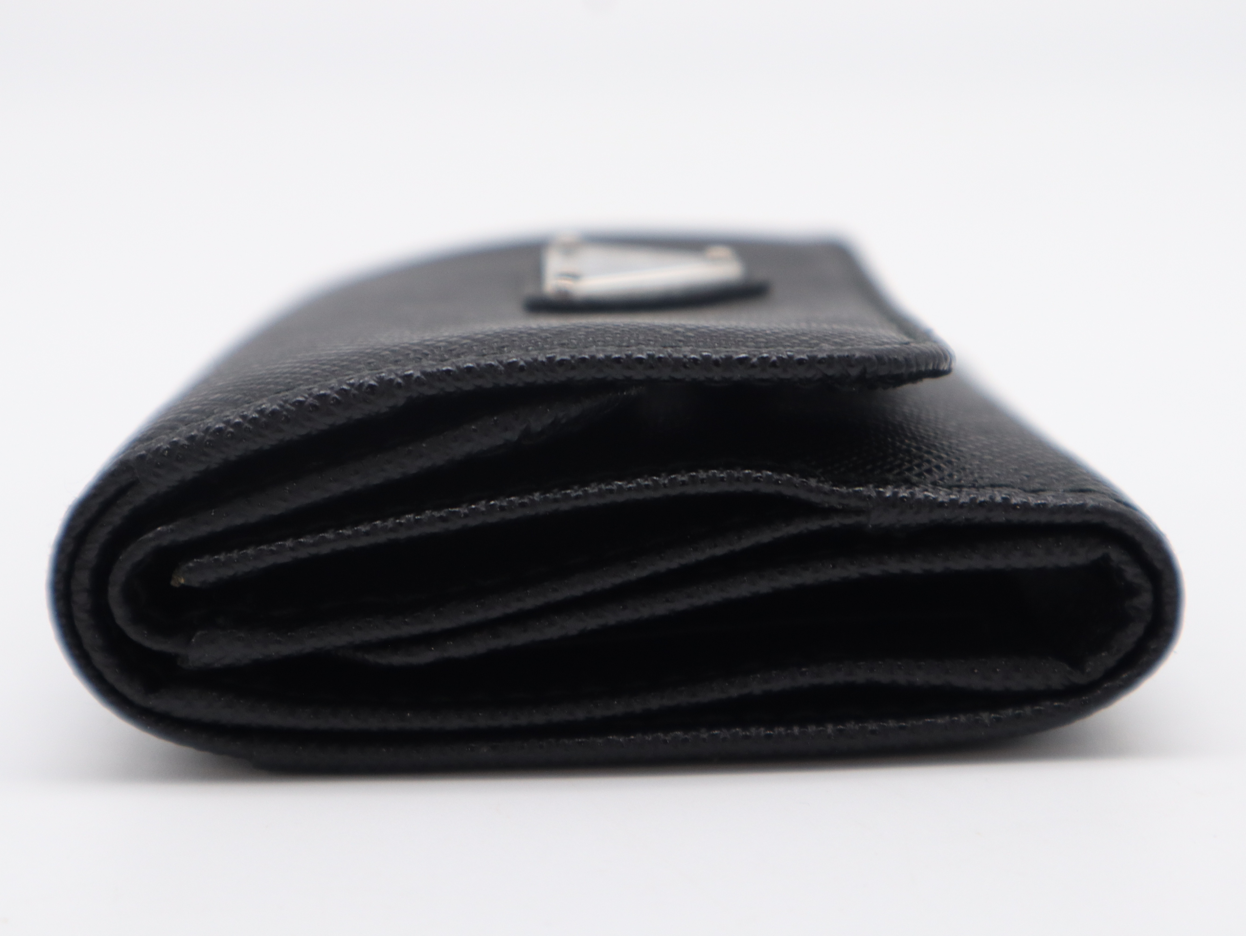 Saffiano Leather Coin Case, Black Wallet — view 4