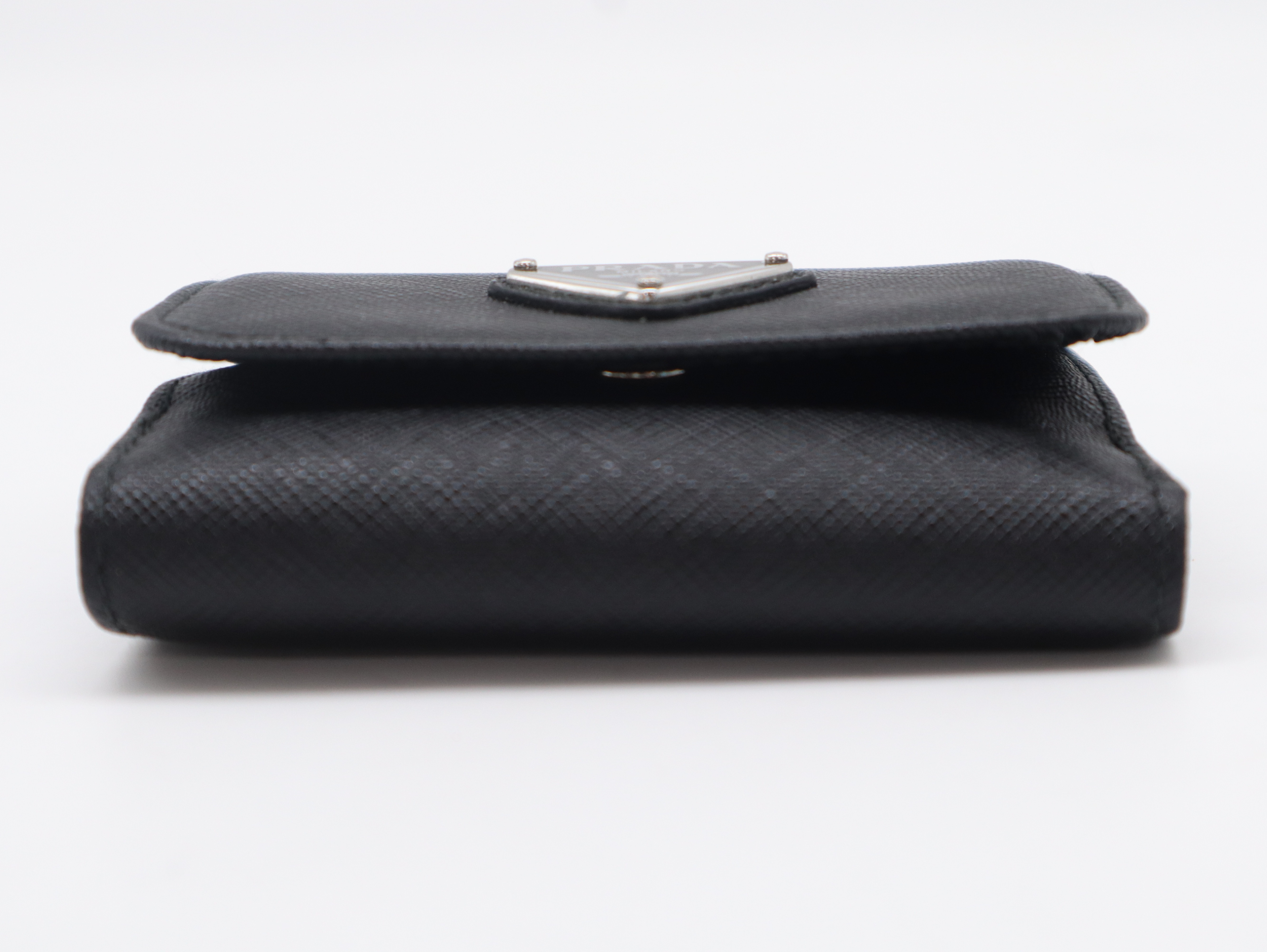 Saffiano Leather Coin Case, Black Wallet — view 5