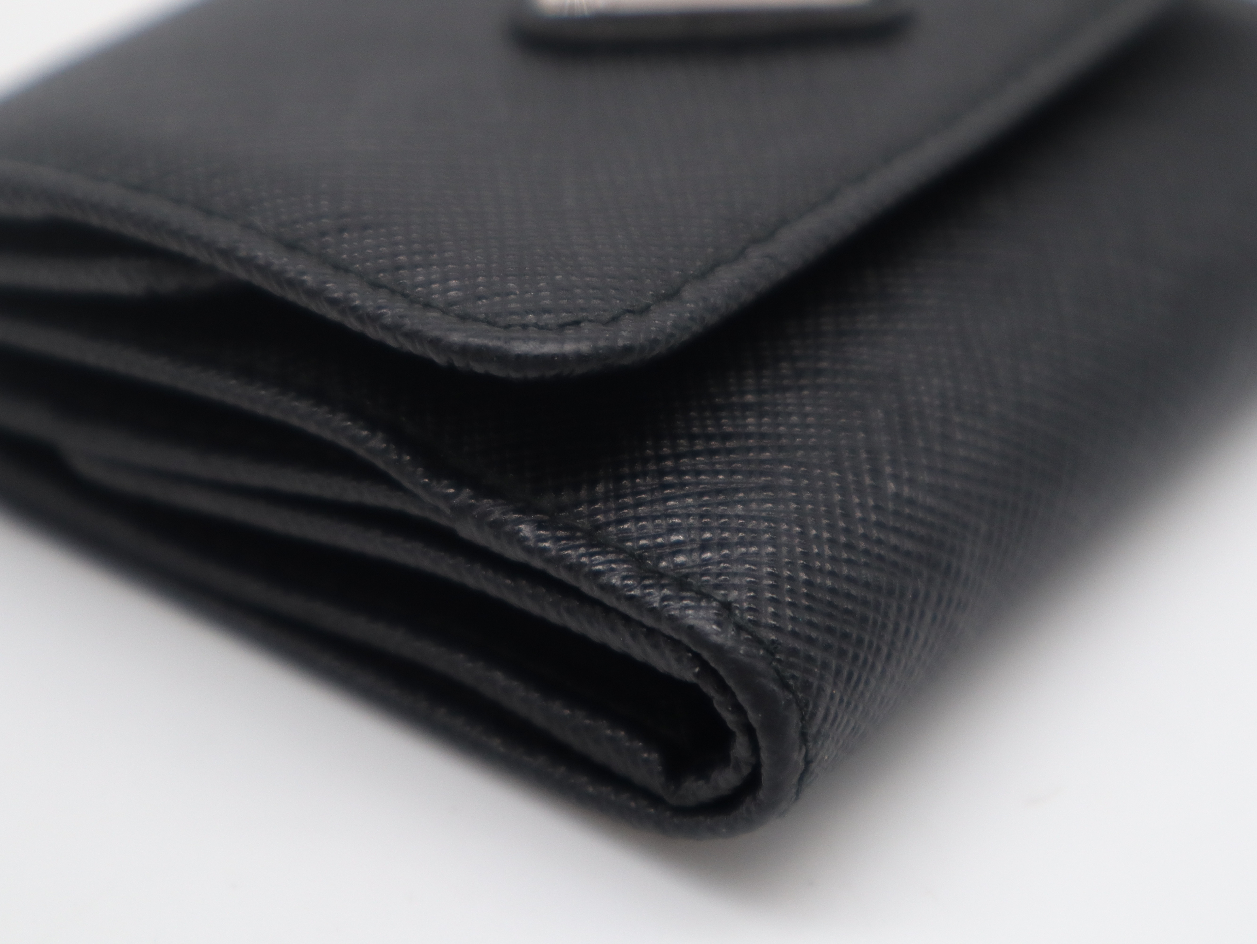 Saffiano Leather Coin Case, Black Wallet — view 6