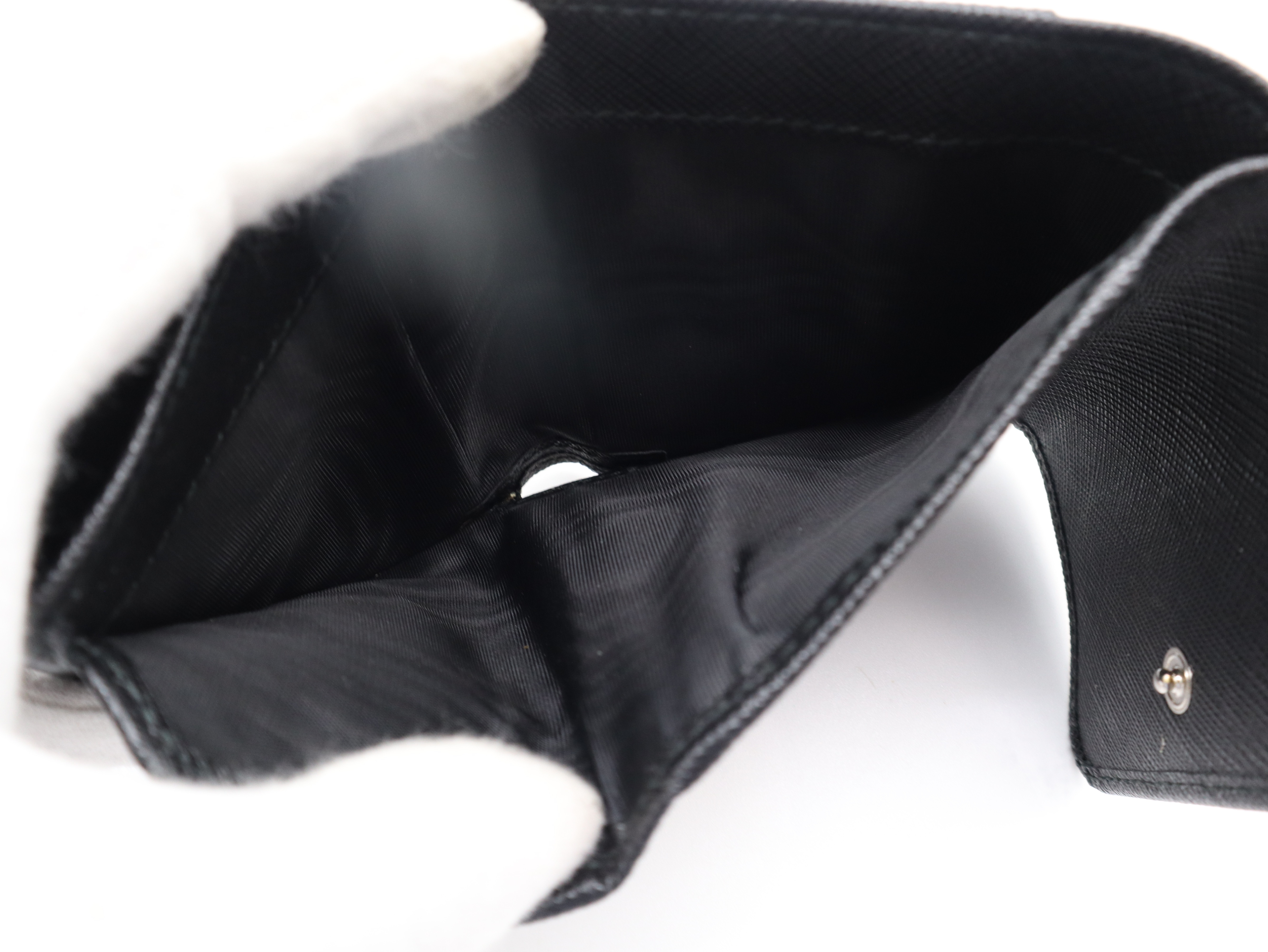 Saffiano Leather Coin Case, Black Wallet — view 8