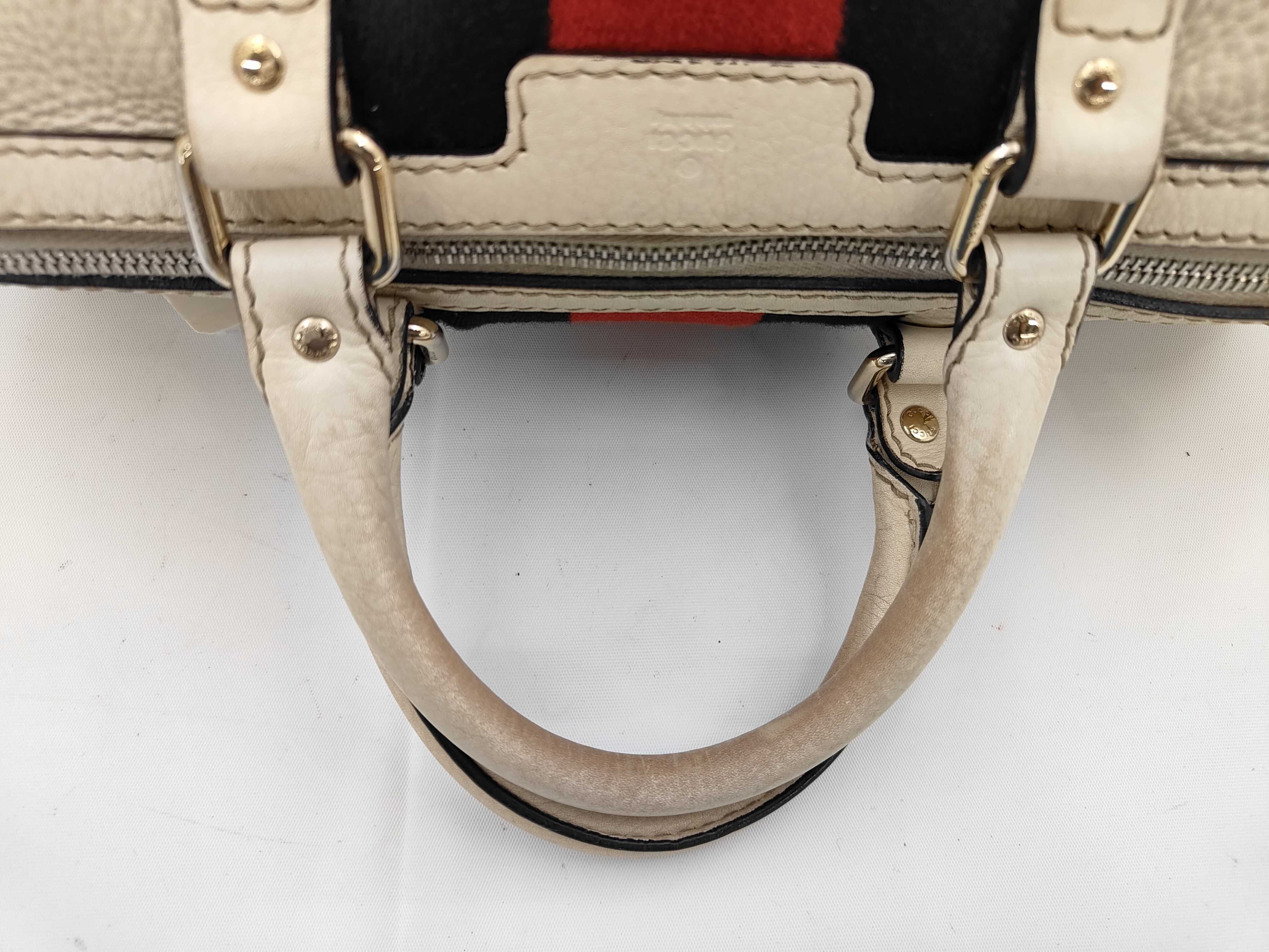 White Leather Boston Handbag with Long Strap — view 3