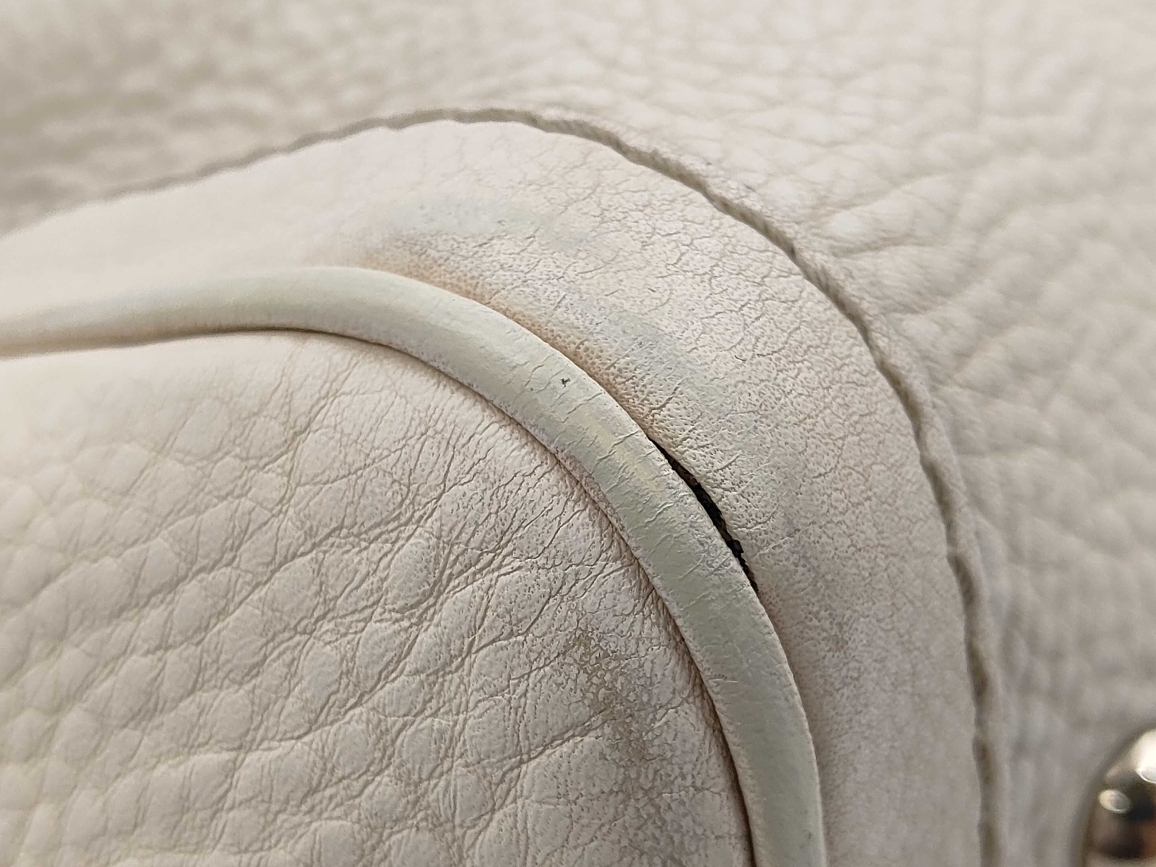 White Leather Boston Handbag with Long Strap — view 6