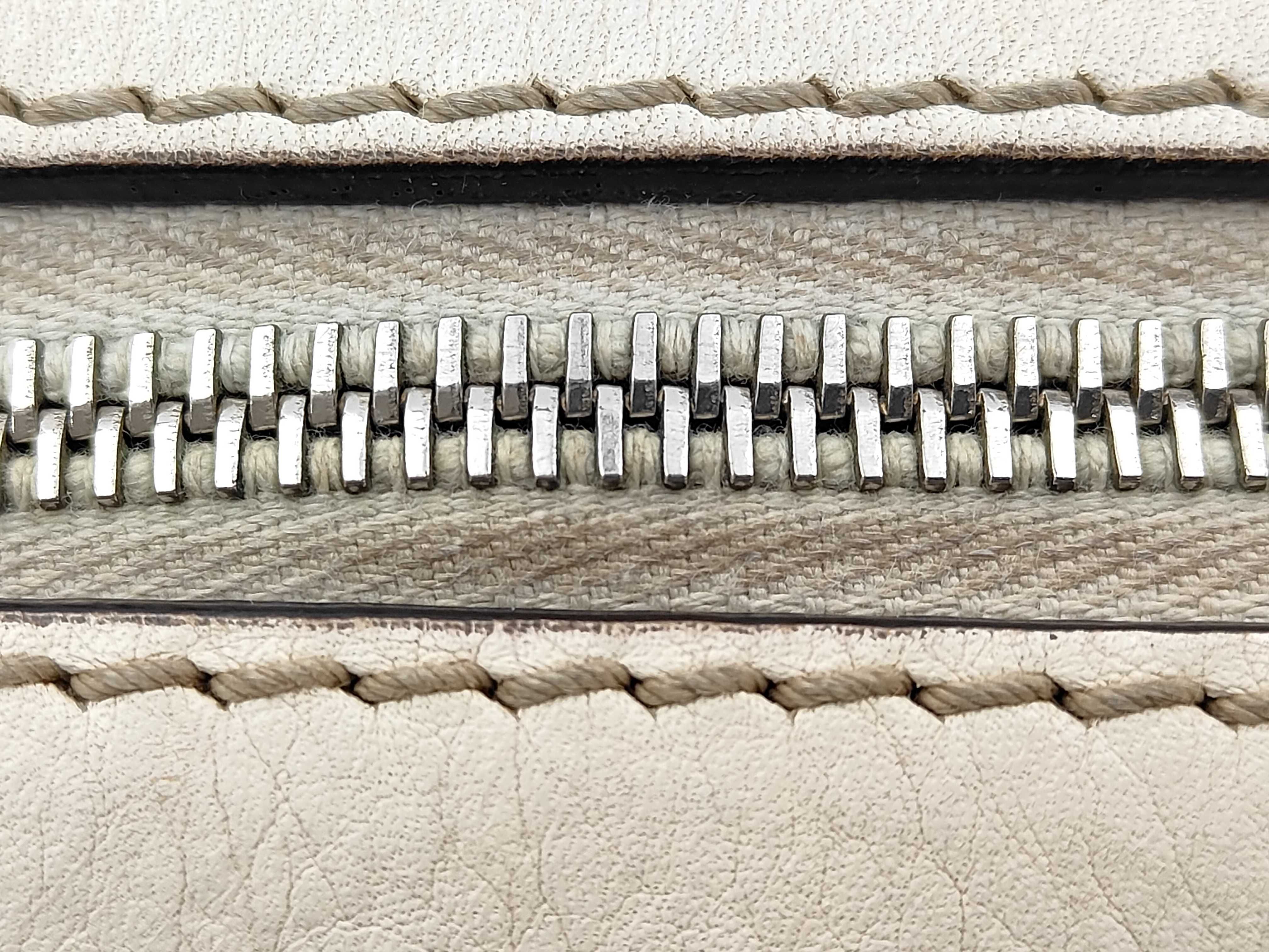 White Leather Boston Handbag with Long Strap — view 8