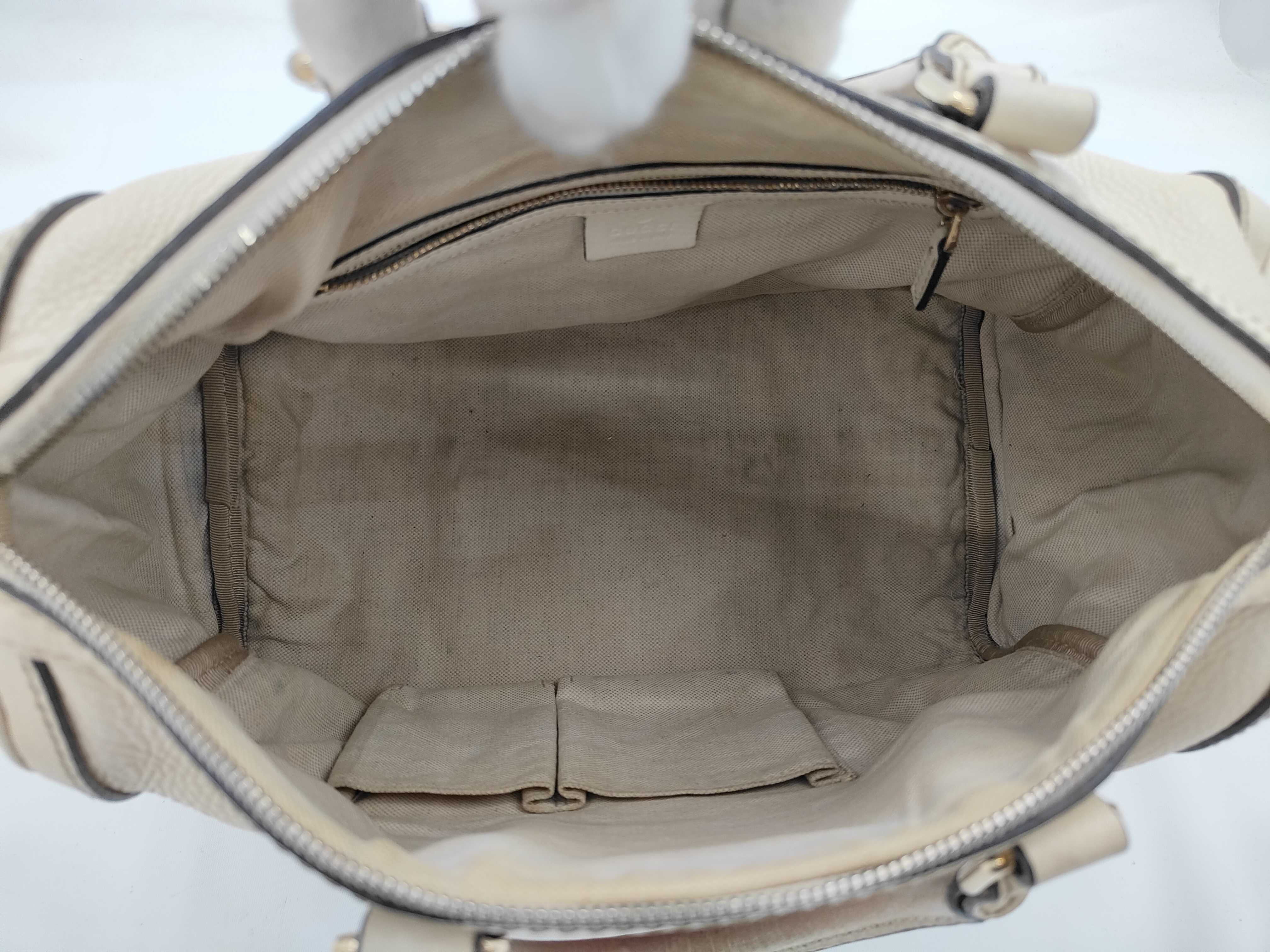 White Leather Boston Handbag with Long Strap — view 10