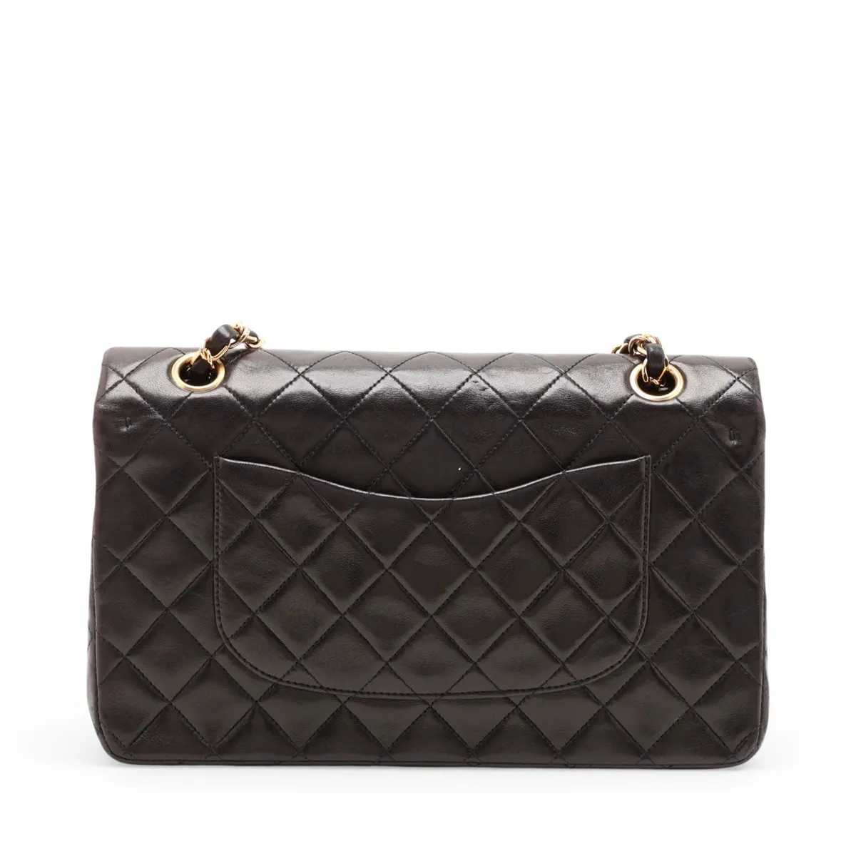 Matelassé 25 Lambskin Double Flap Double Chain Bag, Black with Gold Hardware, 3062973, Series 3, A01112 — view 2