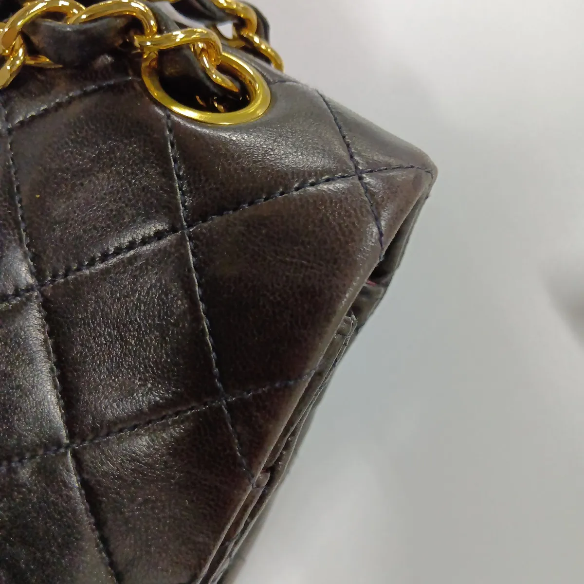 Matelassé 25 Lambskin Double Flap Double Chain Bag, Black with Gold Hardware, 3062973, Series 3, A01112 — view 15