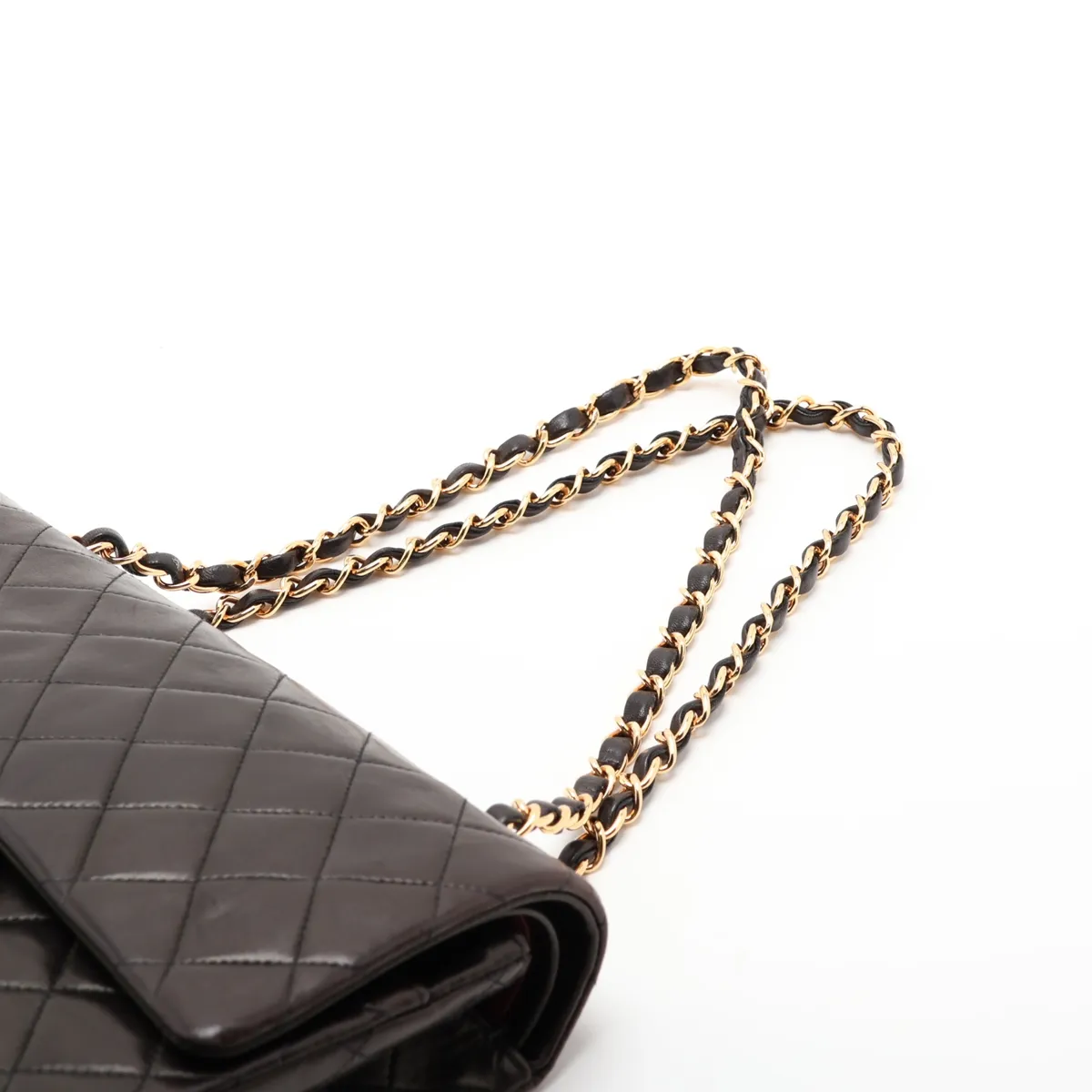 Matelassé 25 Lambskin Double Flap Double Chain Bag, Black with Gold Hardware, 3062973, Series 3, A01112 — view 5