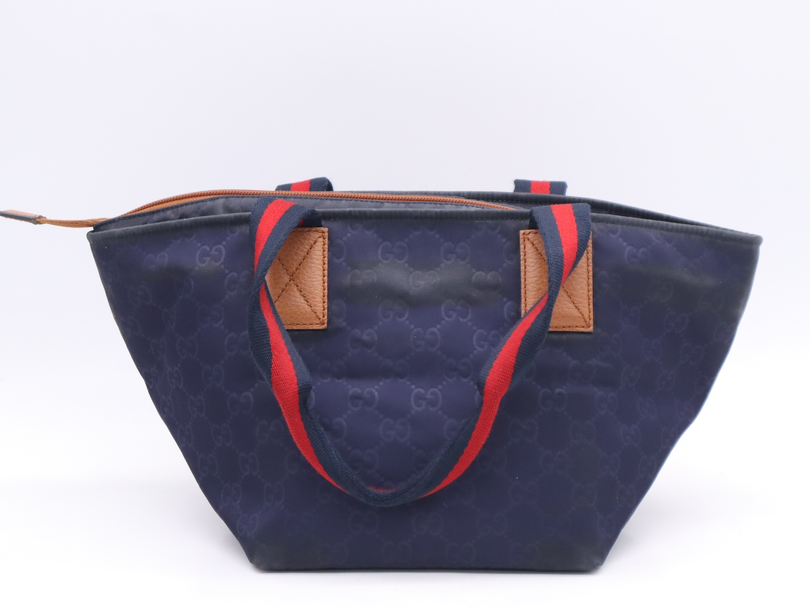 GG Nylon Sherry Line Tote Bag, Navy — view 2